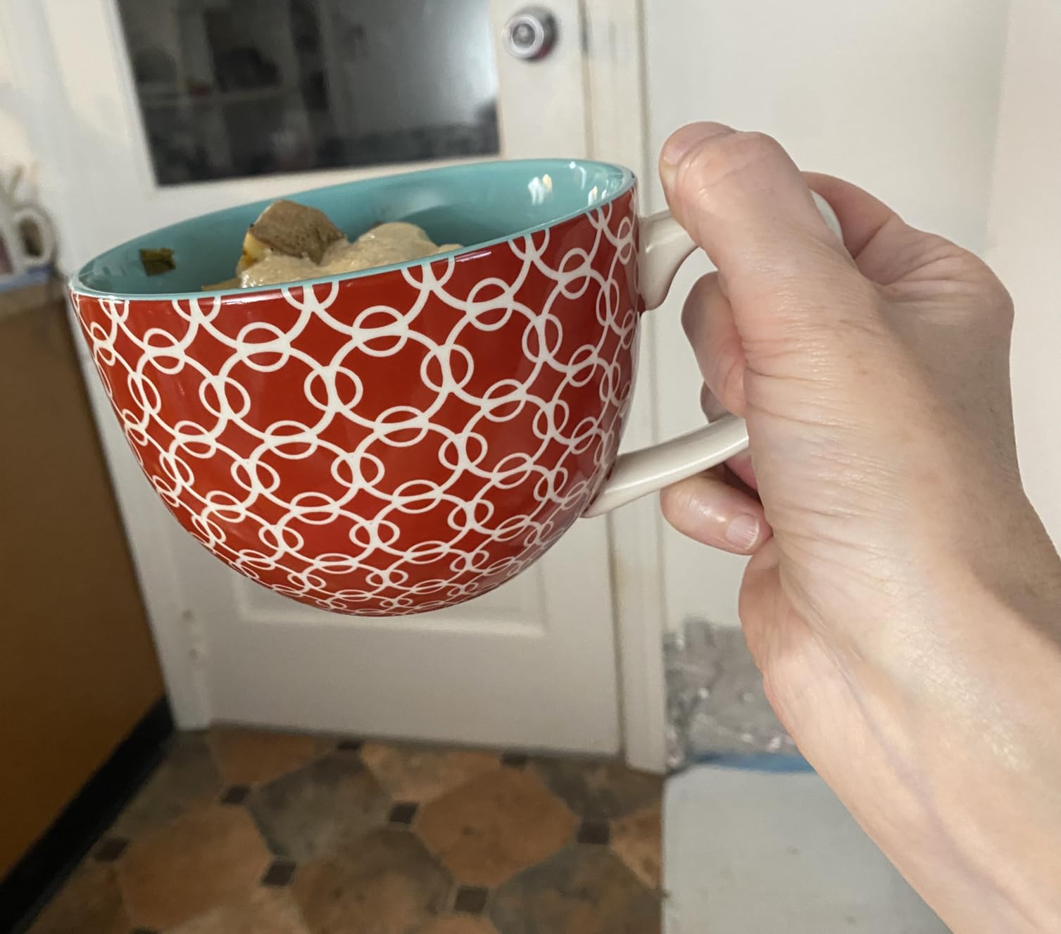 DOWAN 24 OZ Boho Mosaic Soup Mugs with Handle, Large Coffee Mugs Set of 4, Large Ceramic Mugs for Soup/Coffee/Cereal/Latte, Housewarming Gifts customer photo 1