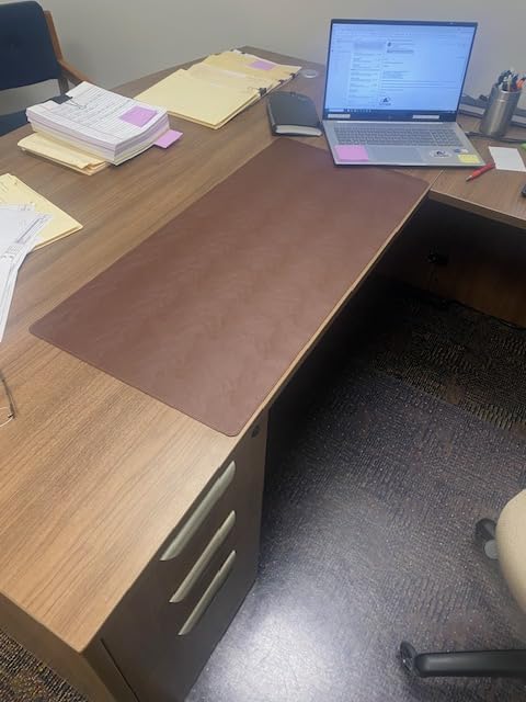 Cossini XL Desk Pad - Large Vegan Leather Desk Mat (17 x 36) - Buttery Smooth Writing, Damage Blocking, Non-Slip, Waterproof - Home Office Computer Desk Protector Blotter Laptop Keyboard Mouse Pad customer photo 1
