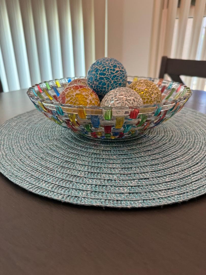 MAGCOLOR Hand Painted Colorful Woven Glass Crystal Salad & Fruit Bowl Decoration, Centerpiece For Home, Office, Wedding Decor customer photo 1