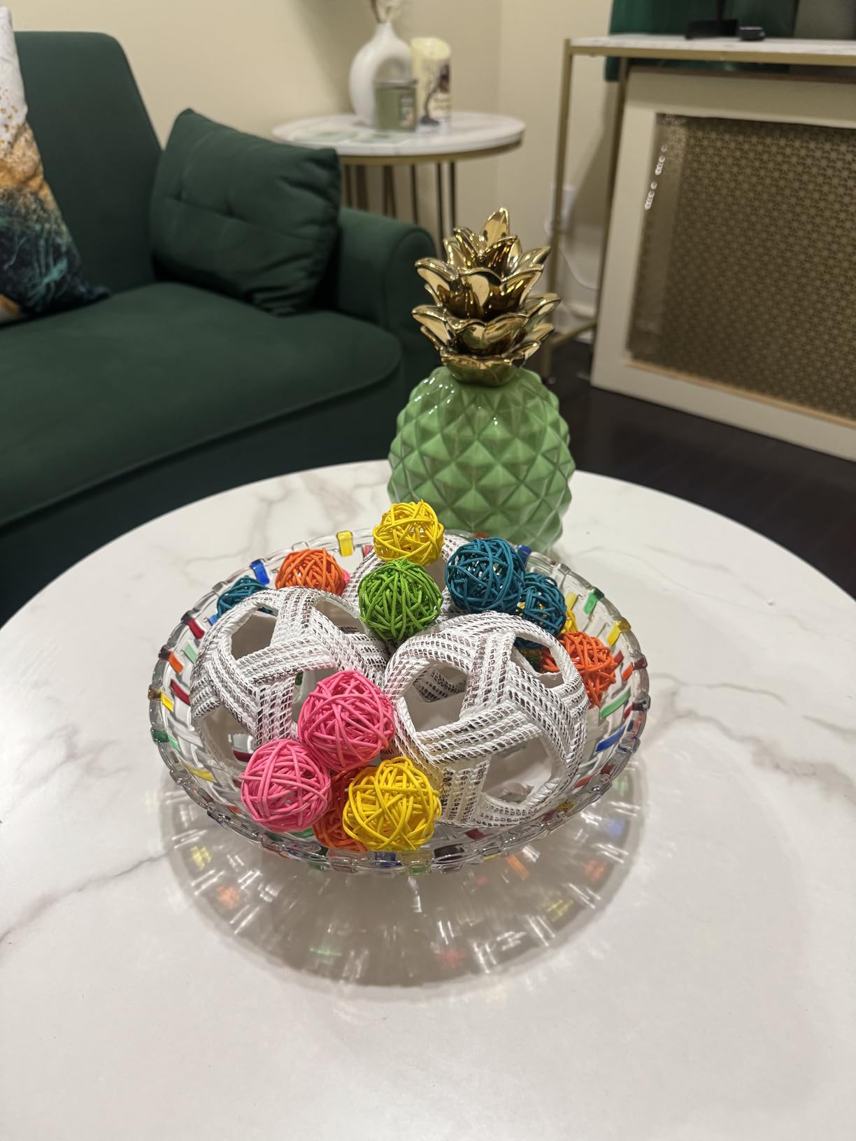 MAGCOLOR Hand Painted Colorful Woven Glass Crystal Salad & Fruit Bowl Decoration, Centerpiece For Home, Office, Wedding Decor customer photo 2