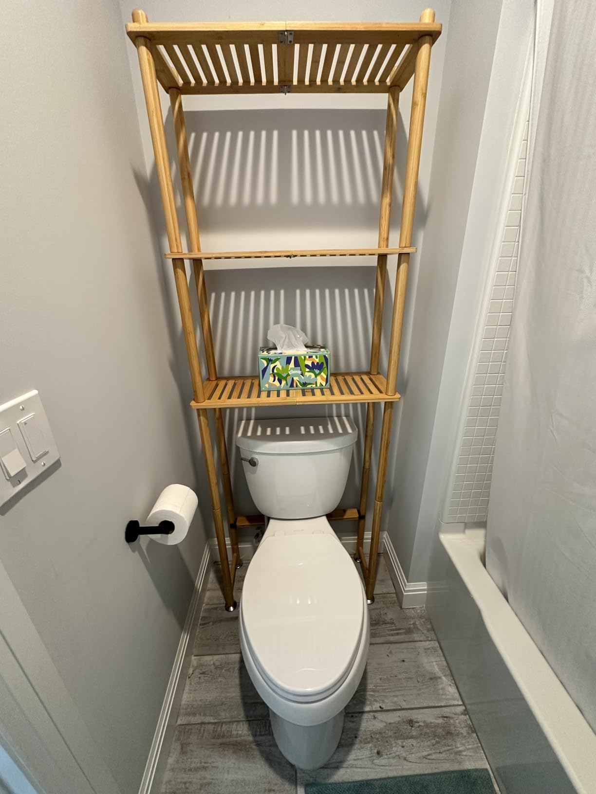 AmazerBath Bamboo Over The Toilet Storage Shelf, 3-Tier Bathroom Over Toilet Organizer Rack, Freestanding Above Toilet Shelf for Bathroom, Laundry, Space Saver, Natural Color customer photo 1