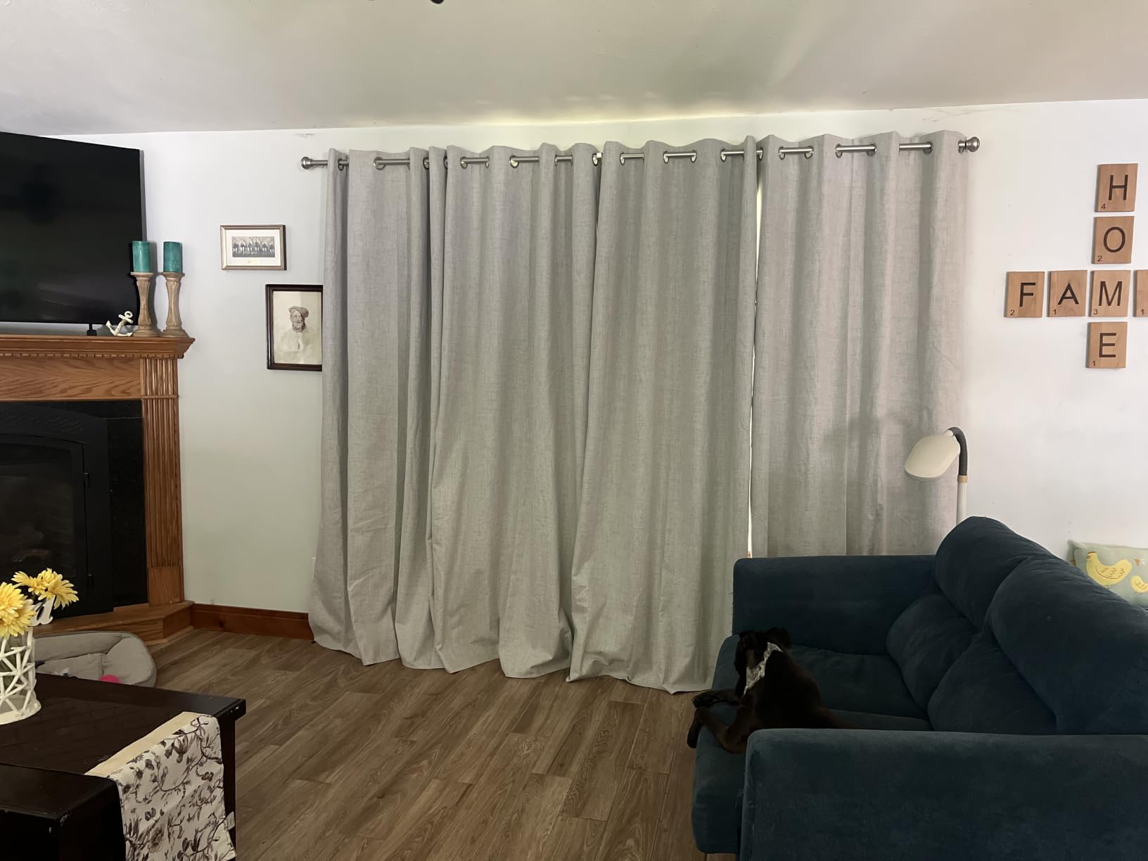 NICETOWN Natural 100% Blackout Linen Curtains 84 inch Long for Living Room, 2 Panels, 52
