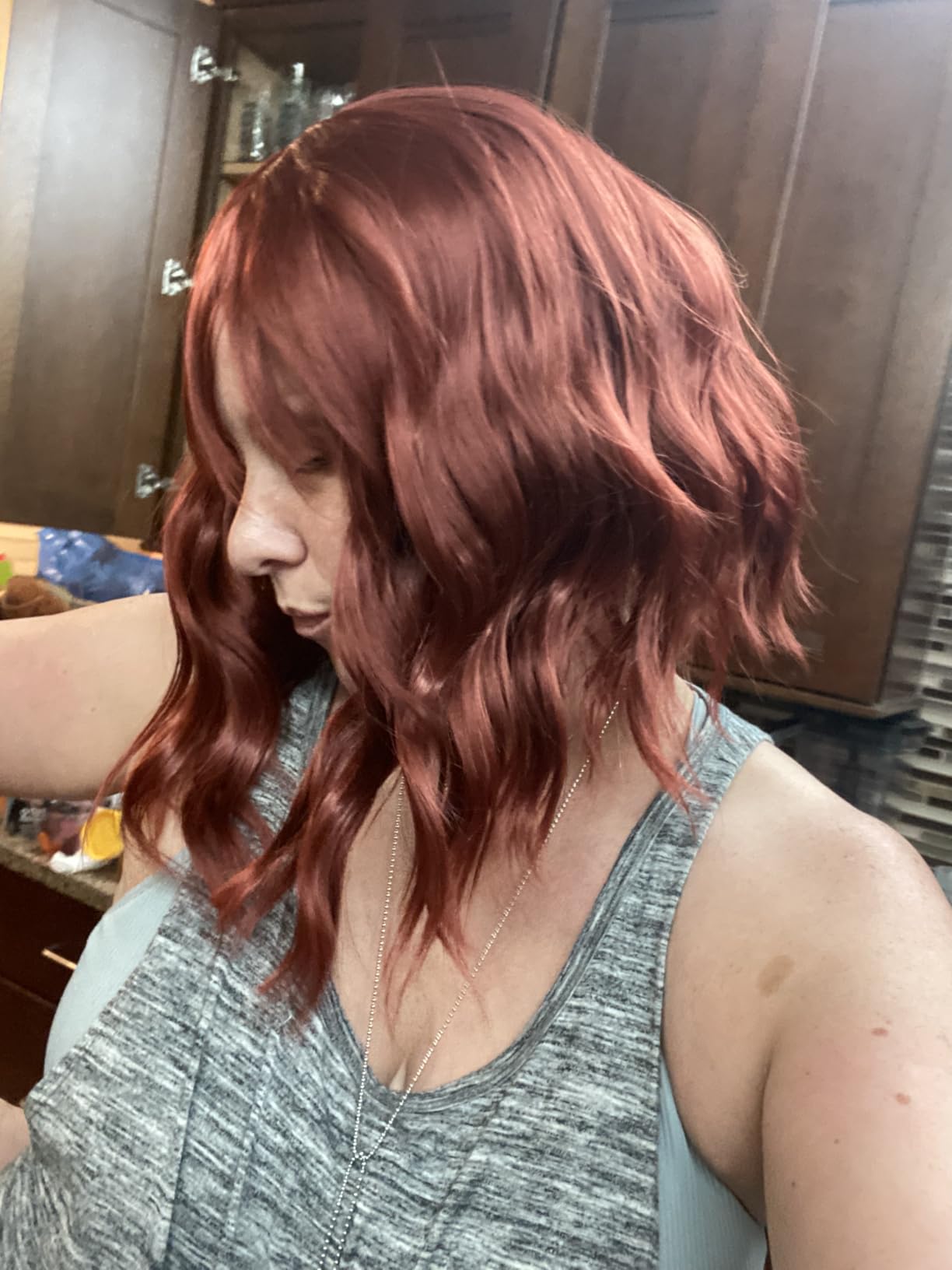 Short Bob Wigs with Bangs for Women Loose Wavy Wig Curly Wavy Shoulder Length Bob Synthetic Cosplay Wig for Girl Colorful Costume Wigs (Rose mixed Purple) customer photo 1