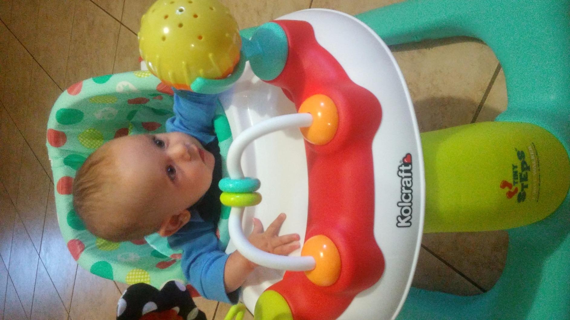 Kolcraft Tiny Steps 2 in 1 Foldable Infant and Baby Walker with Wheels, Seated or Walk Behind Activity Center, Entertaining Developmental Activities for Boys and Girls, Wide Base Sturdy Frame customer photo 2