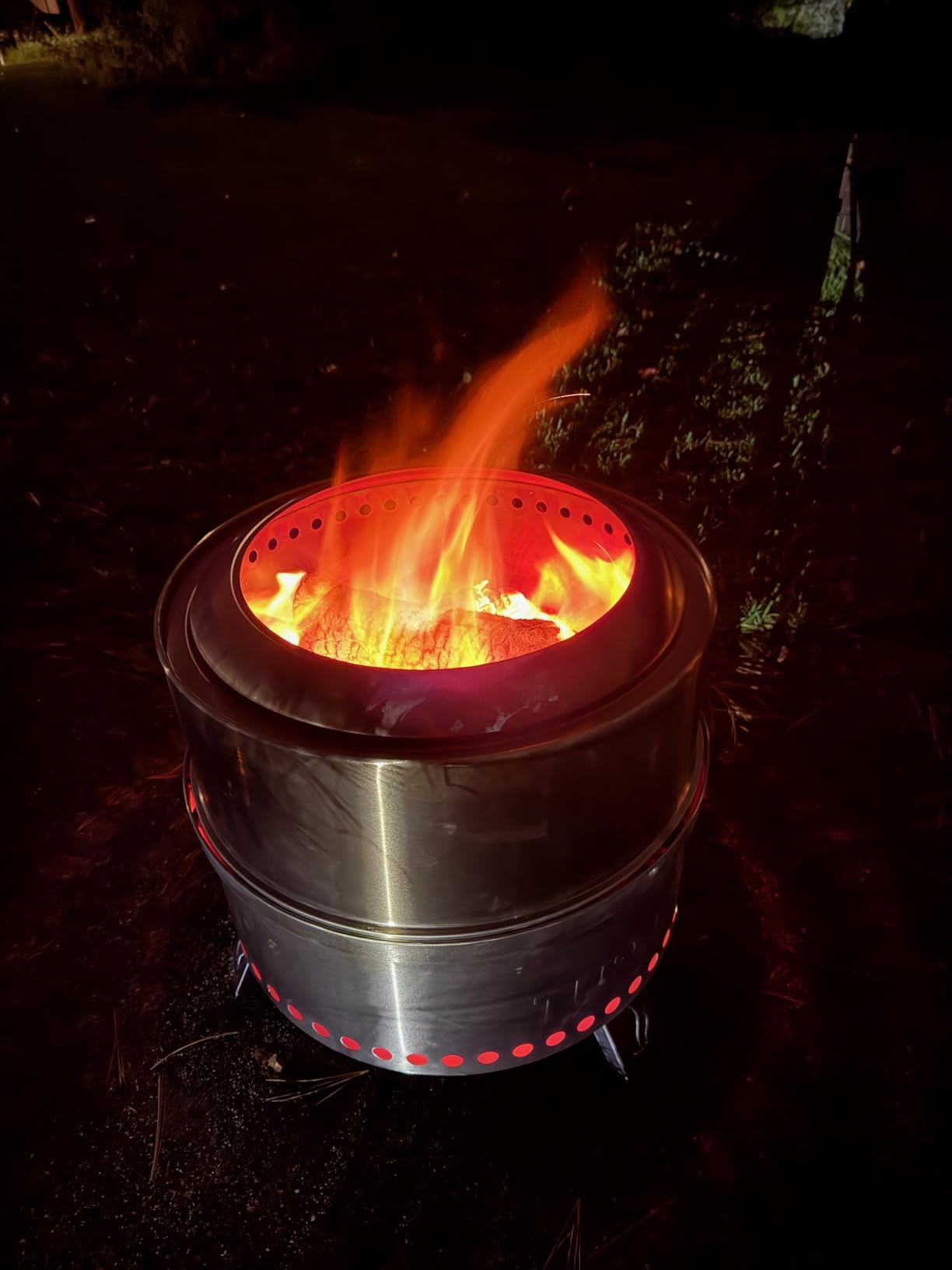 TURBRO 19 Inch Smokeless Fire Pit for Outdoor Wood Burning, Portable Stainless Steel Camping Stove with Stand, Removable Ash Pan, Waterproof Storage Bag, Unique Nested Design, Pluto R19-PG, Black customer photo 2
