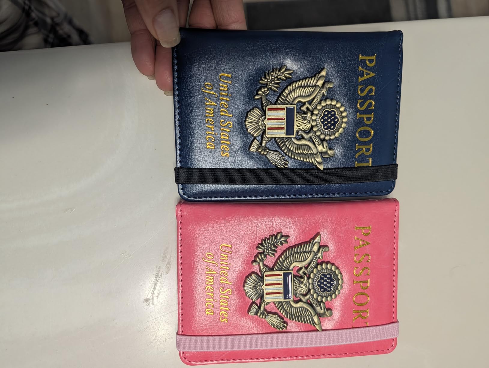 RFID Blocking Passport Holder, Leather Travel Wallet, Dark Blue customer photo 1