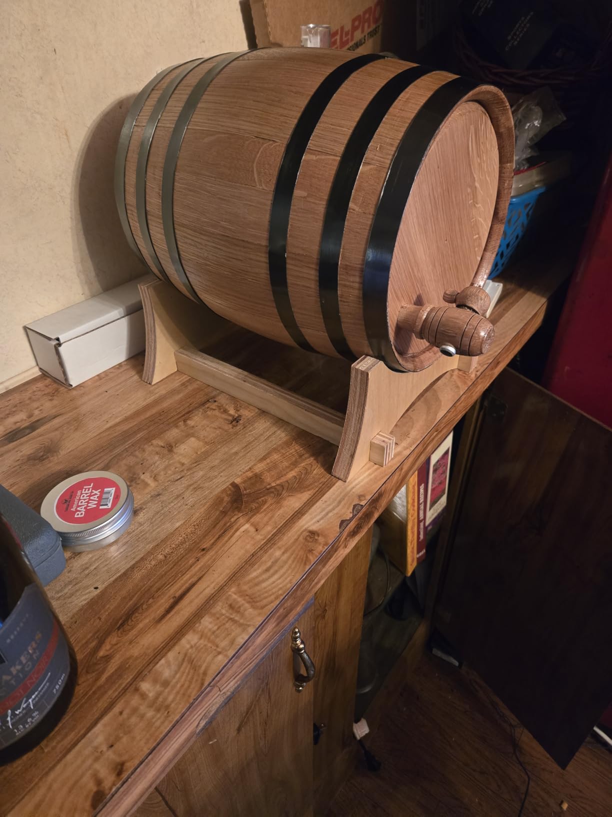 1 Gallon Oak Aging Barrel, 5 Liter Wooden Whiskey Barrel with Stand | Charred American Oak Home Liquor Aging Kit with Bung & Spigot, Whiskey Gift for Bourbon, Cocktails, Rum, Tequila & Wine customer photo 1