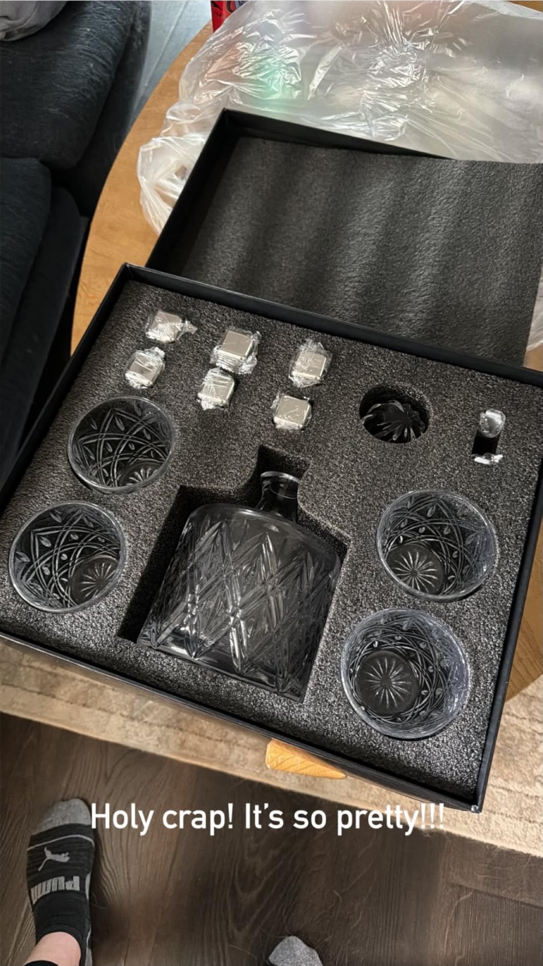 1917 Lead-Free Crystal Whiskey Decanter Set, 37 oz, 4 Glasses, Premium Gift Box for Bourbon, Scotch & Home Bar customer photo 1