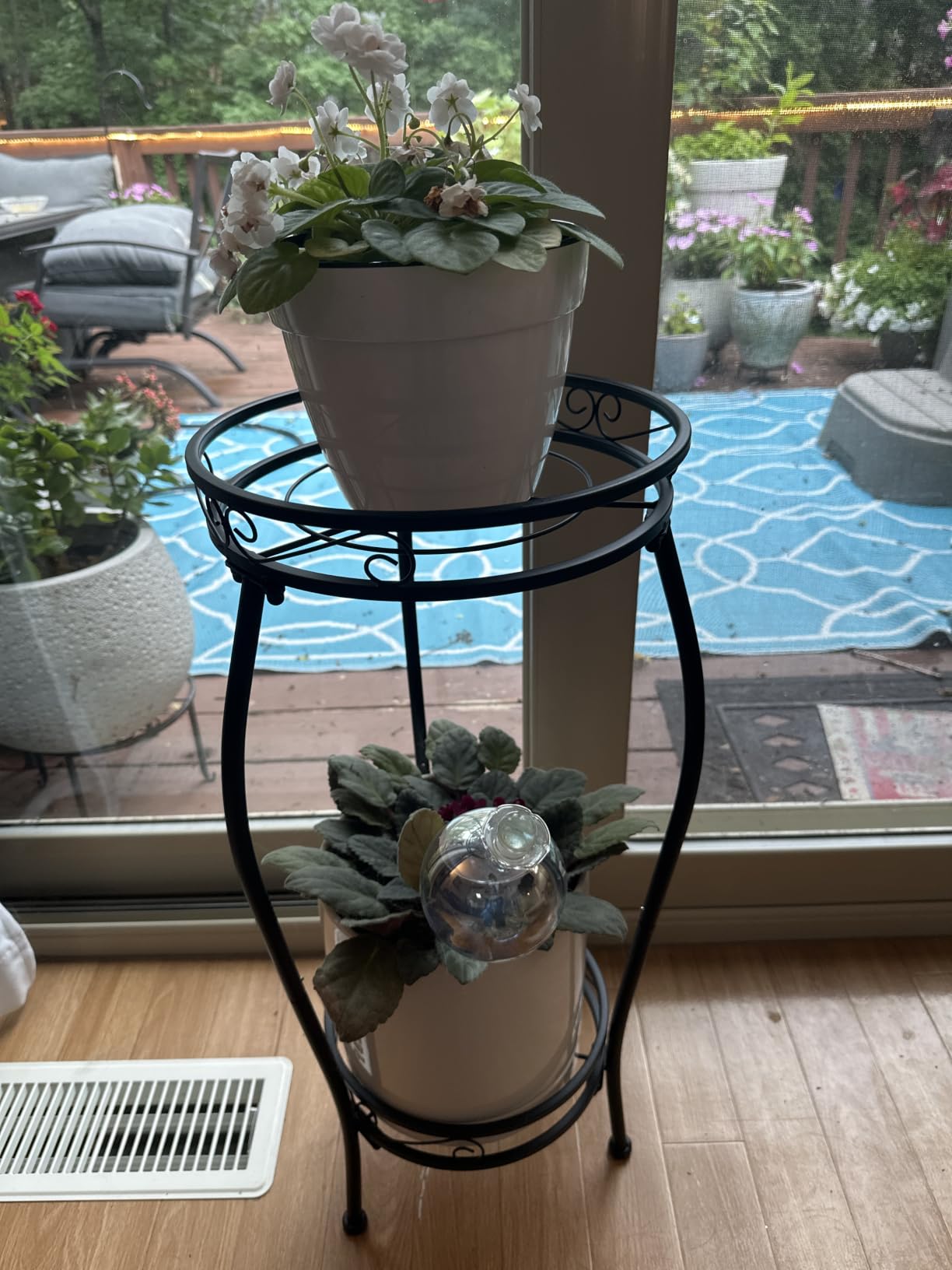 Kavlium Plant Stand Indoor Outdoor, Tall Black Metal, 2 Tier 27.1 Inch | Rustproof Metal, Stable 3-Leg Base, Heavy Duty 100 lb Capacity, Multiple Plant Rack Holder, Indoor Outdoor Decor customer photo 2