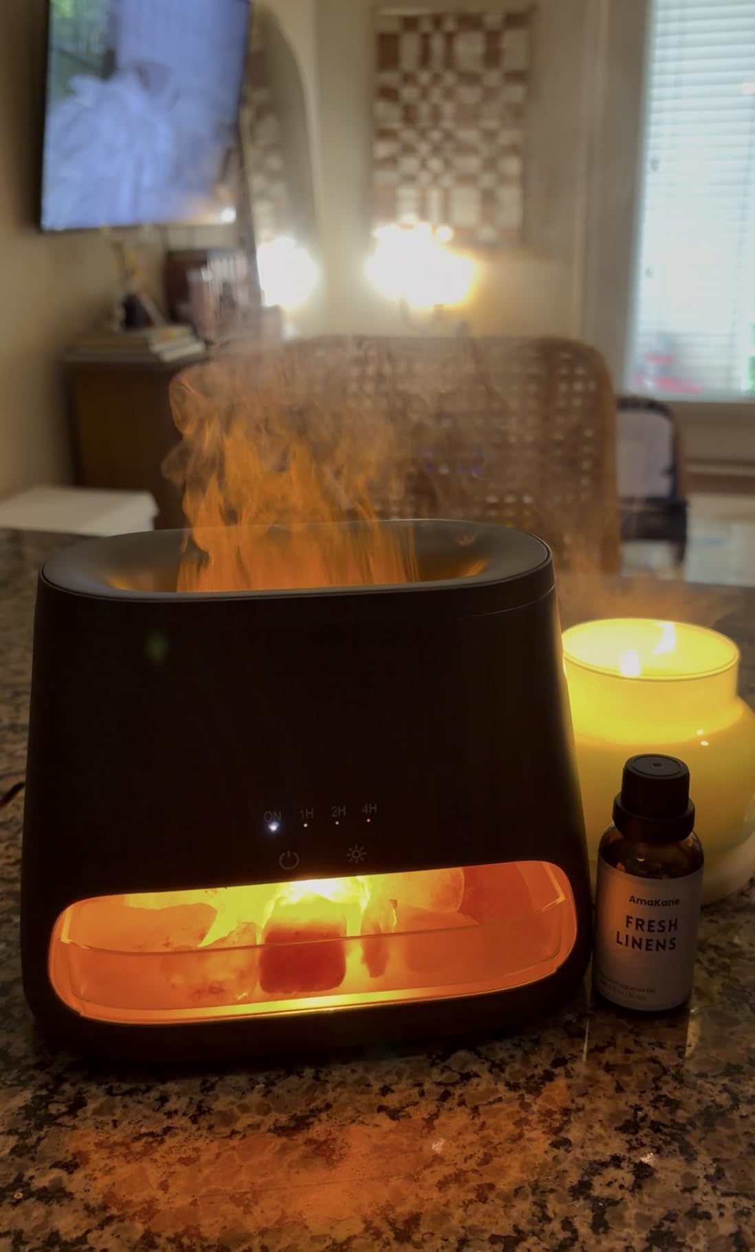SALKING 2-in-1 Essential Oil Diffuser for Home & Himalayan Salt Lamp, 150ml | Ultrasonic Aromatherapy Diffuser, Cool Mist Humidifier with Auto Shut-Off, 100% Pure Himalayan Pink Salt Rock, Wooden Grain customer photo 2