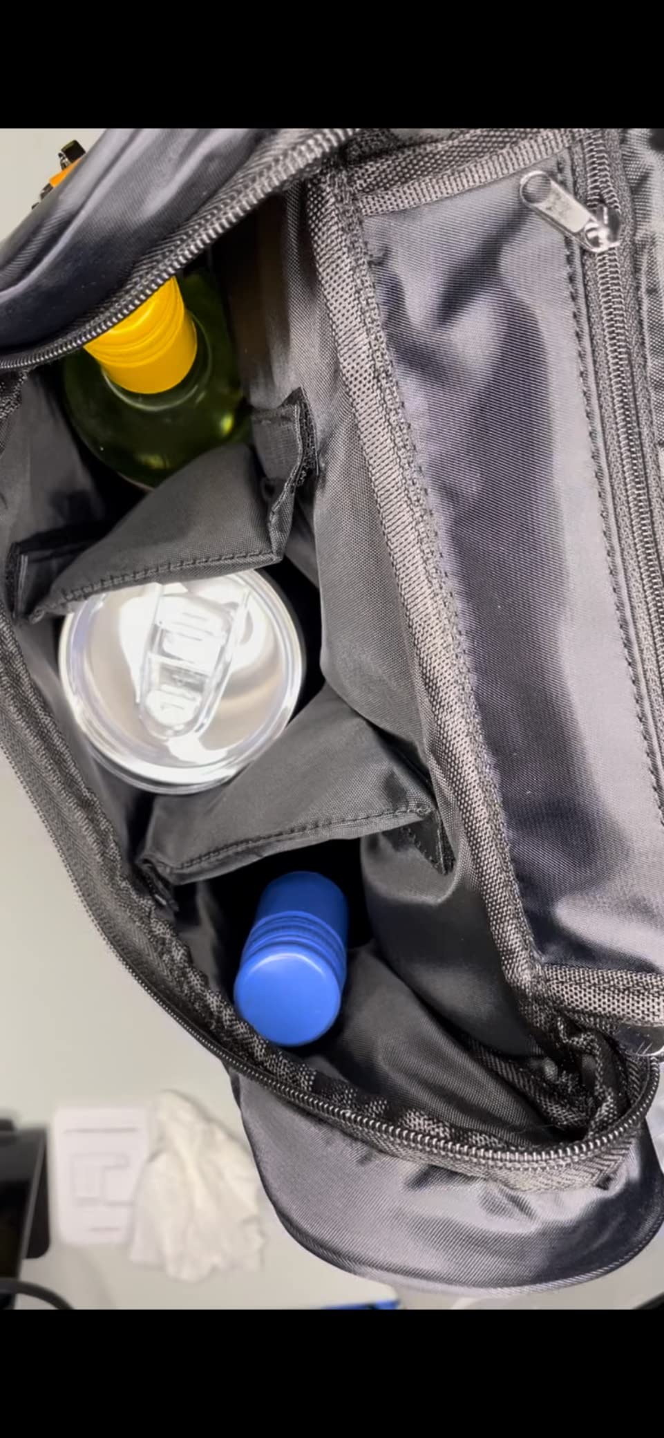 3 Bottle Wine Tote Bag with 2 Tumblers & Opener, Black | Portable Wine Carrier Purse, For Travel/Picnic/Beach/Pool/Events/Hiking, Gift for Women Men Wine Lovers customer photo 1