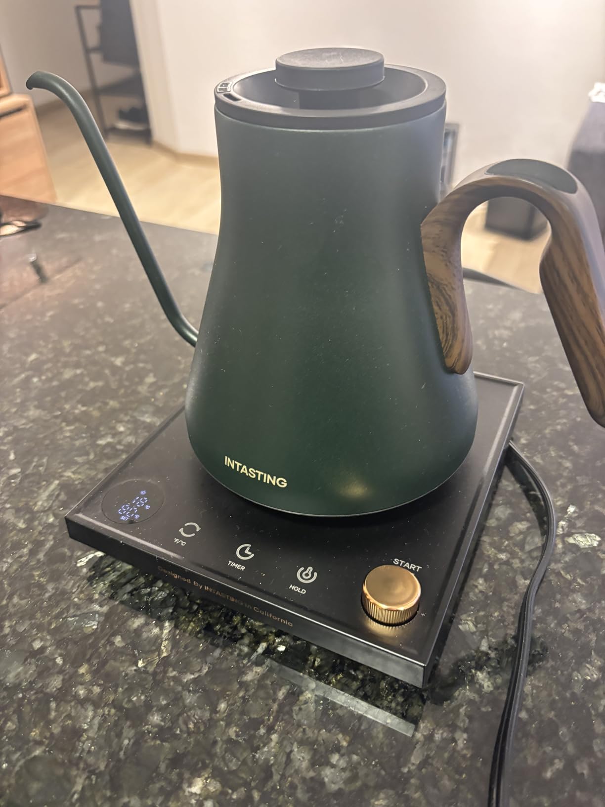INTASTING Gooseneck Electric Kettle with ±1℉ Temperature Control 0.9 Liter | 1500W Quick Heating, Stainless Steel Inner, Pour Over Coffee & Tea, Keep Warm, Auto Shut-Off, Built-in Brew Timer, Black customer photo 2