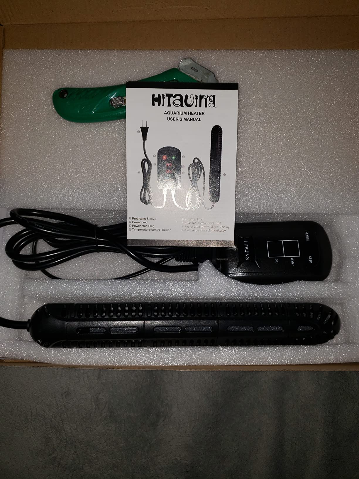 HiTauing Aquarium Heater, 300W Fish Tank Heater with LED Digital Display & 5 Safety Protection, Submersible Aquarium Heater with 2 Suction Cup and 8.2Ft Cord for 40-75 Gallon Fish Tank. customer photo 2