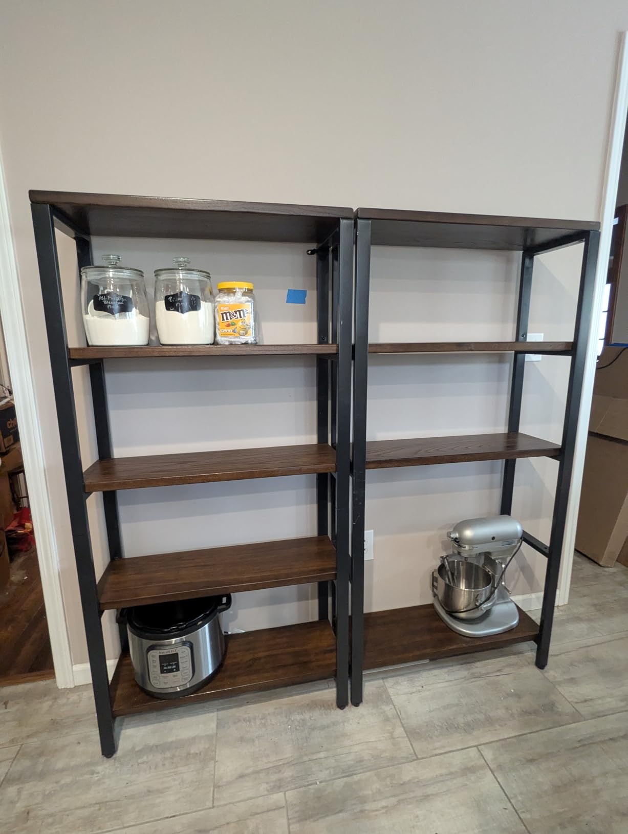AY-AOYUAN 5-Tier Real Solid Wood Bookshelf, Industrial Metal Etagere | 100% genuine solid wood shelves customer photo 1