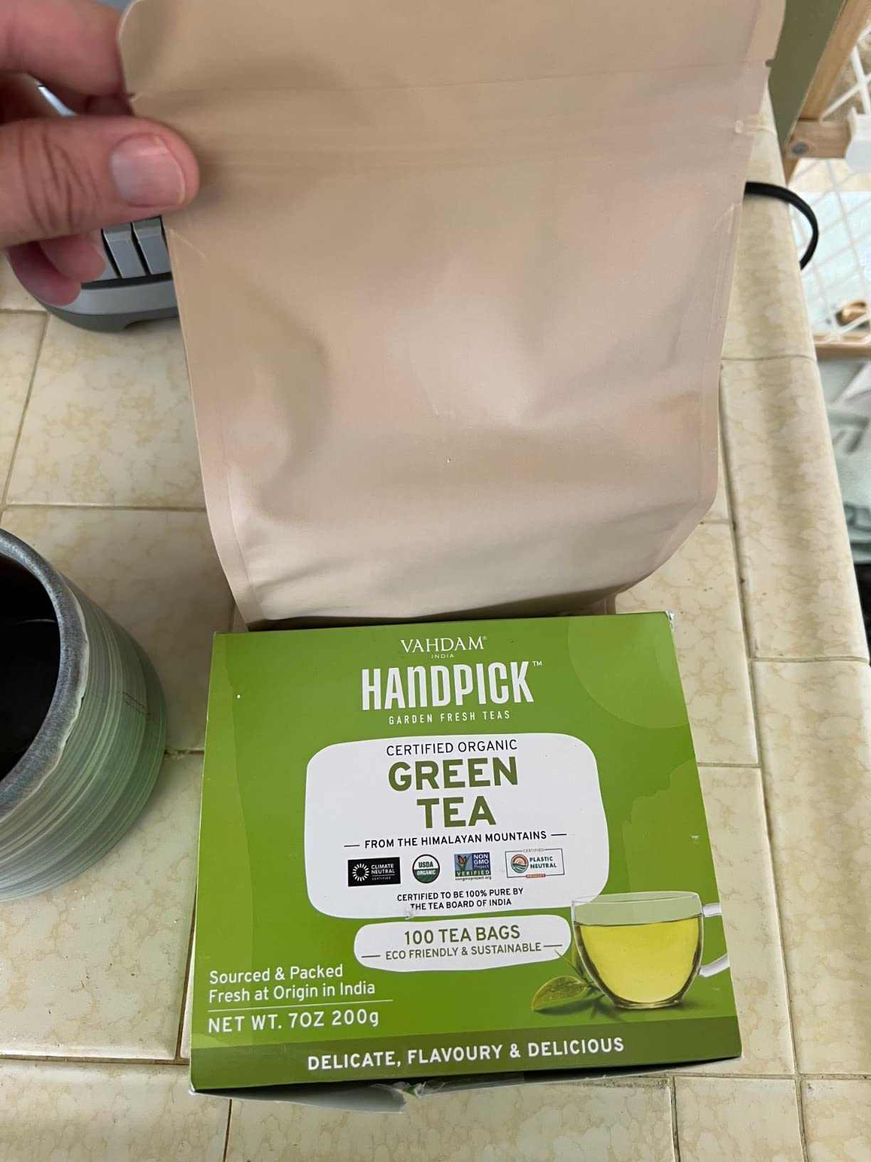 HANDPICK, Green Tea Loose Leaf (255g/9oz) 127 Cups | Non-GMO, 100% Pure Green Tea Leaves Sourced from Himalayas, India | Resealable Ziplock Pouch customer photo 1