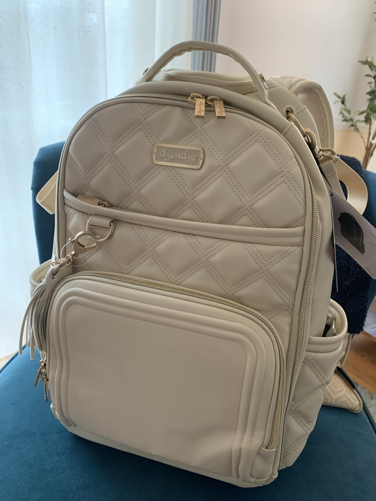 Itzy Ritzy Boss Plus Diaper Bag Backpack with 19 Pockets (Vanilla Latte) | Large Diaper Bag Backpack Includes 2 Insulated Bottle Pockets, Changing Pad, Stroller Clips, Padded Straps, Travel-Ready customer photo 2