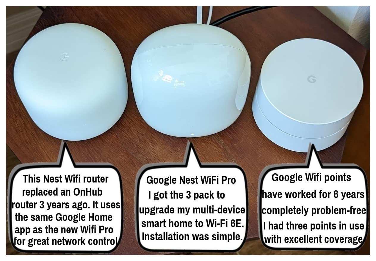 Google Nest WiFi Pro - 6E - Reliable Home Wi-Fi System with Fast Speed and Whole Home Coverage - Mesh Router - 3 Pack - Snow customer photo 1