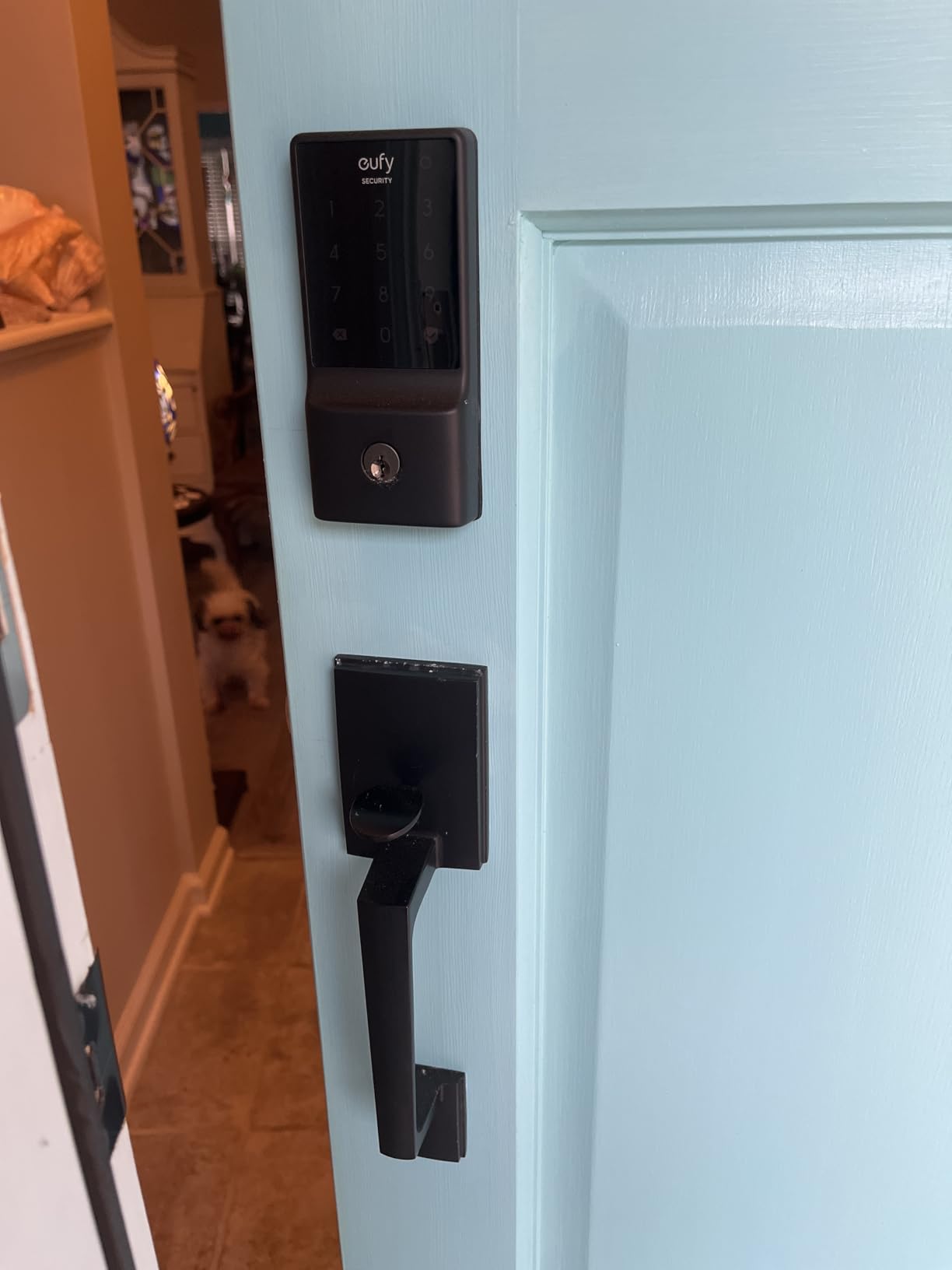 eufy Security Smart Lock C210, Keyless Entry Door Lock, Built-in Wi-Fi | 4 AA Batteries Included, Easy Installation, Smart Door Lock Deadbolt, No Bridge Required, Touchscreen Keypad, Black customer photo 1