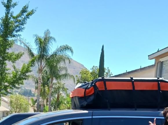 FIVKLEMNZ 21 Cubic Car Rooftop Cargo Carrier Roof Bag Waterproof for All Top of Vehicle with/Without Rack Includes Topper Anti-Slip Mat + Reinforced Straps + 6 Door Hooks + Luggage Lock customer photo 1