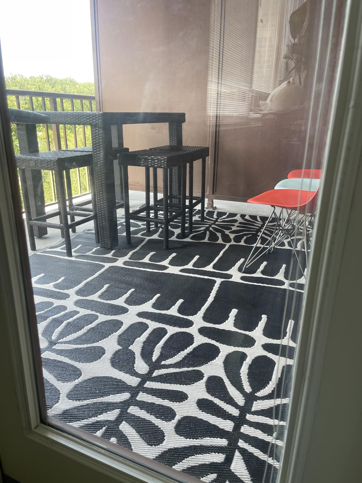 Fab Habitat Outdoor Rug - Waterproof, Fade Resistant, Crease-Free - Premium Recycled Plastic - Floral Medallion - Large Patio, Deck, Sunroom, Camping, RV - Rio - Green - 8 x10 ft customer photo 2