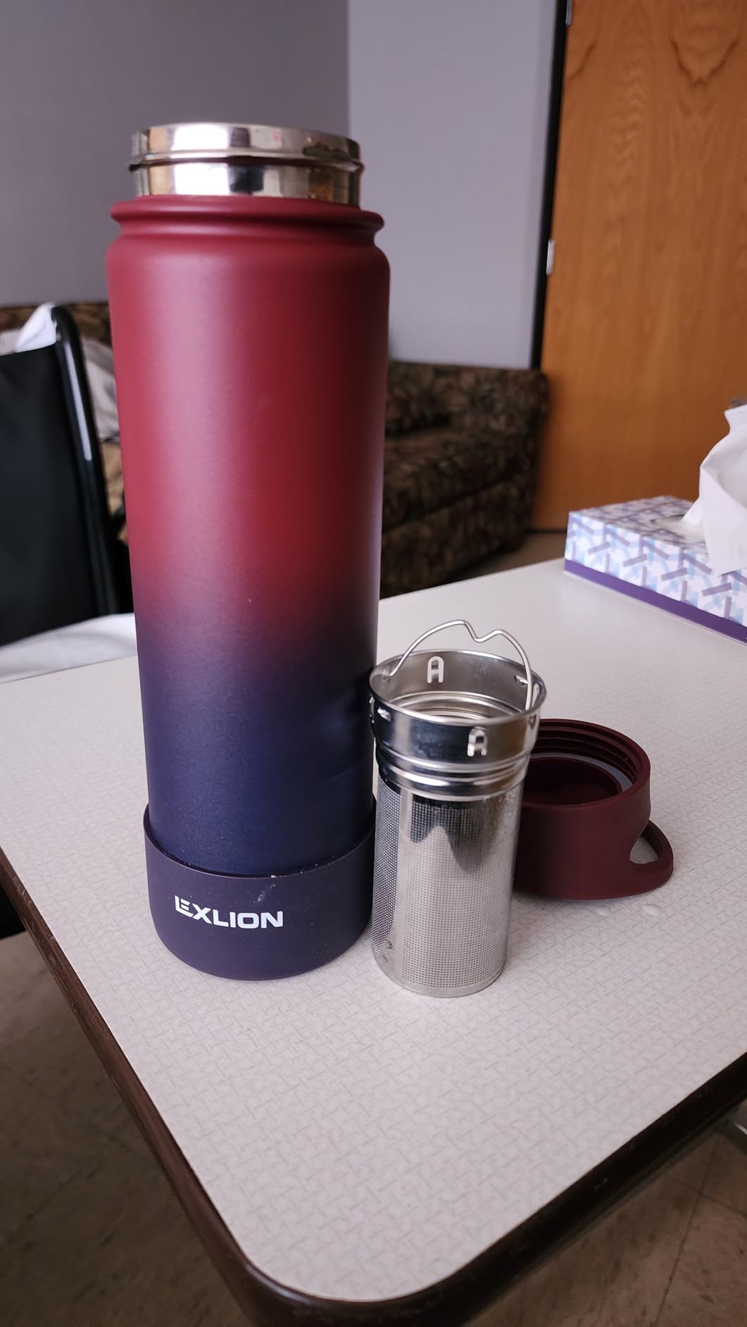 Lexlion Tea Infuser Water Bottle 22 Oz – Triple Wall Insulated Stainless Steel, Loose Leaf & Fruit Strainer, 3 Leakproof Lids, BPA-Free Silicone Sleeve, Reusable Thermal Mug customer photo 2