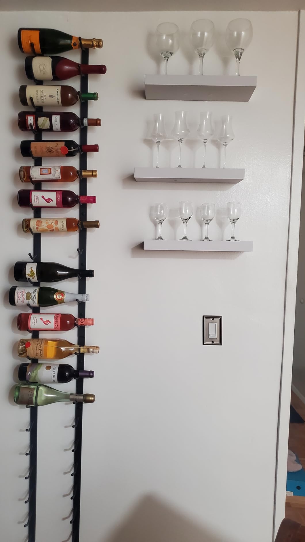 Wine Rack Wall Mounted, Premium Black 12 Bottle Wall Wine Rack, Metal Wine Rack for Wine Display, Wall Racks for Wine Storage, Hanging Wine Shelf for Home Bar, All Mounting Hardware Included customer photo 1