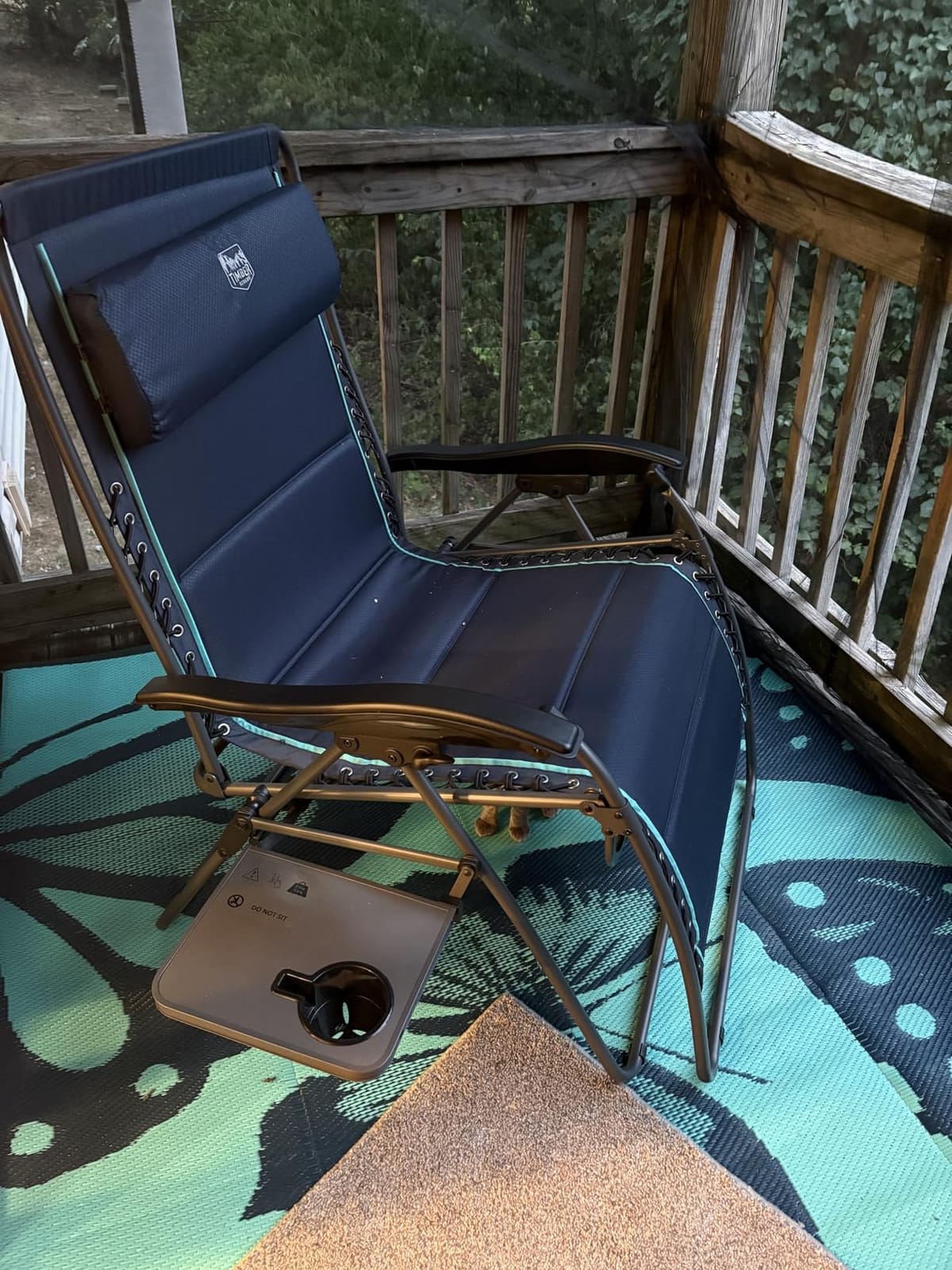 Timber Ridge Oversized Zero Gravity Chair, 33In Wide XXL Zero Gravity Reclining Chair with Side Table, Full Padded Lounge Chair for Outdoor Camping Patio Lawn, Heavy Duty Supports 500lbs, Blue-1 Pack customer photo 1
