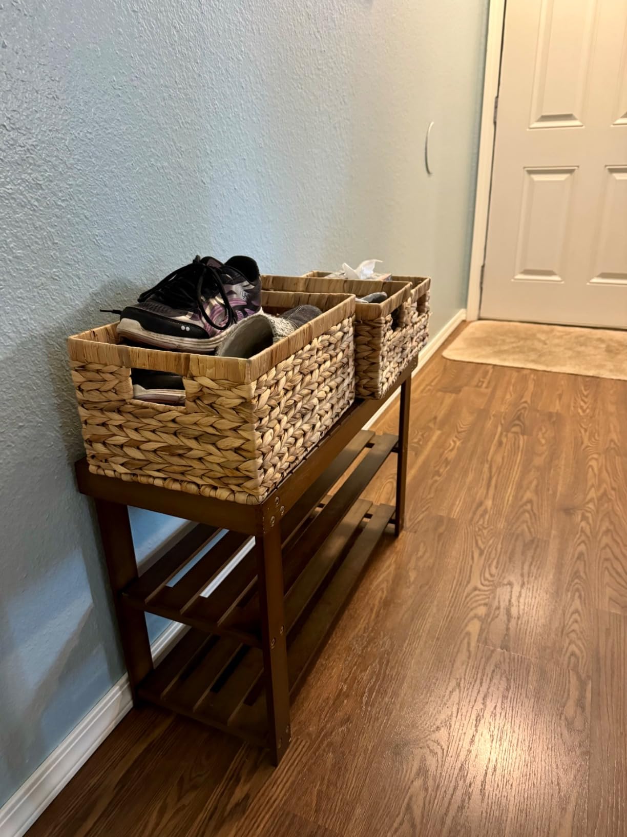 M4DECOR Set of 6 Rectangular Wicker Storage Baskets for Shelves | Water Hyacinth Storage Baskets, Pantry Baskets for Organizing, Handwoven Wicker Baskets for Storage customer photo 1