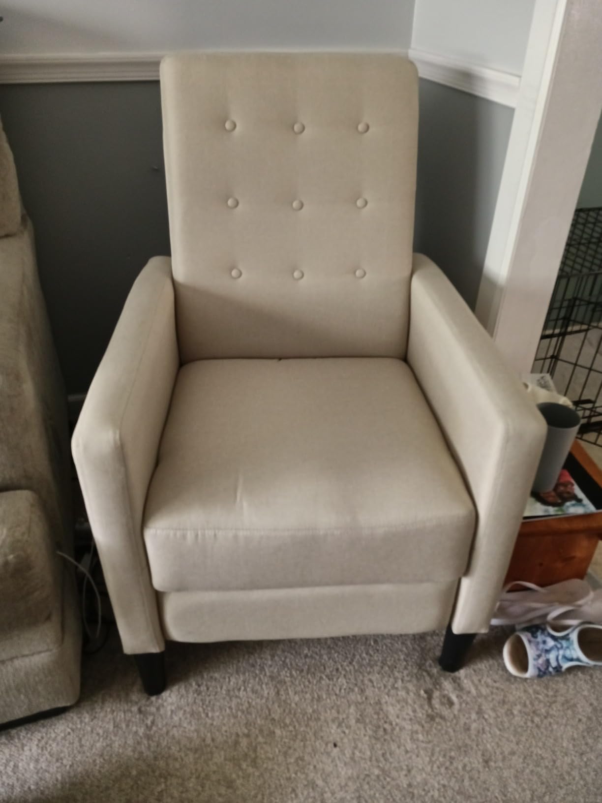 Yaheetech Fabric Recliner Chair Tufted Upholstered Single Sofa Blue | Mid Century Modern Accent Armchair with Adjustable Back & Footrest & Pocket Spring for Living Room Bedroom Home Theater customer photo 1