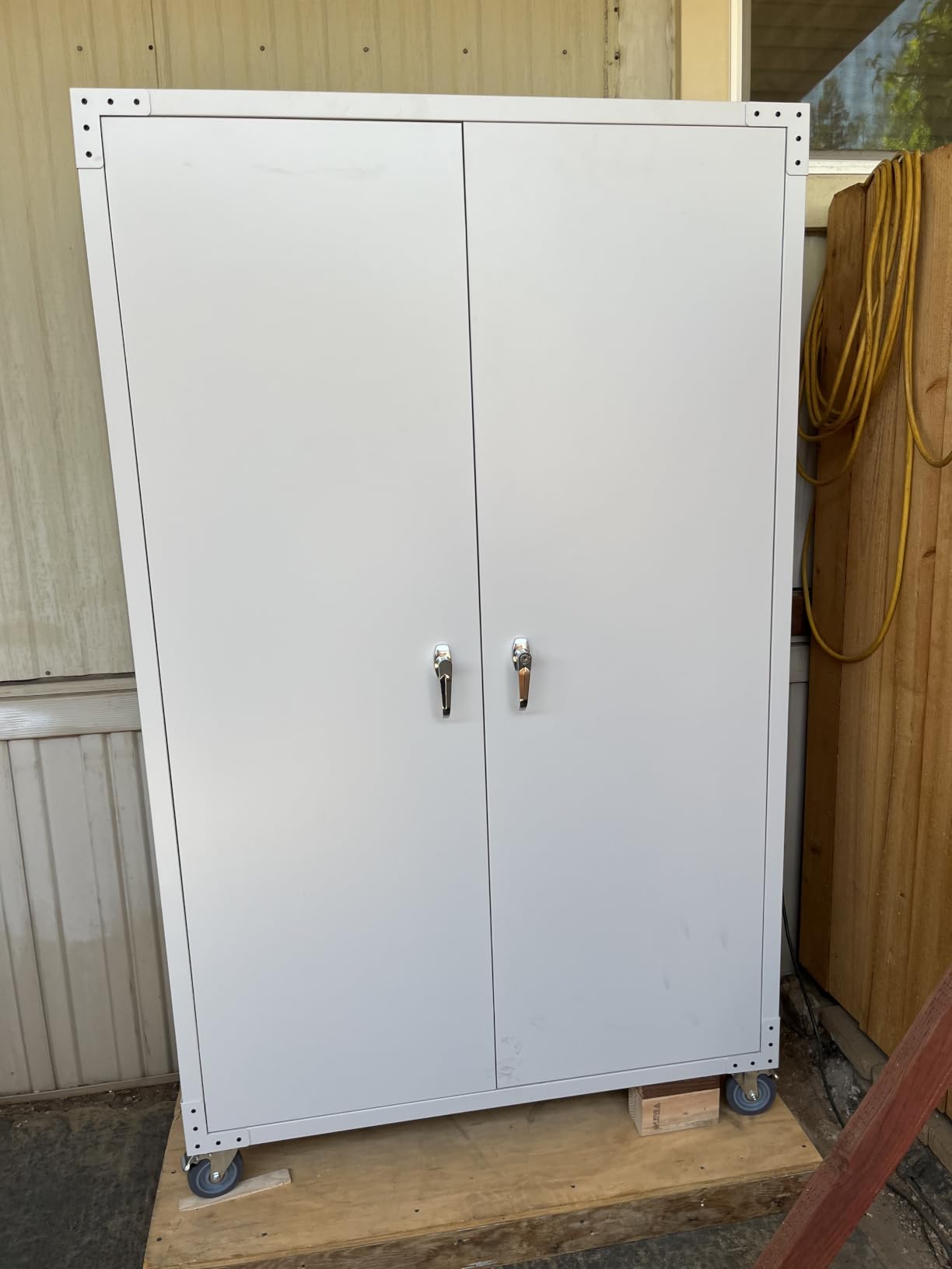 VINGLI Upgraded Wide & Deep Garage Storage Cabinet, Metal Storage Cabinet with Pegboards, Wheels, Locking Doors and Adjustable Shelves (Black, 43''W x 20''D x 72''H) customer photo 1