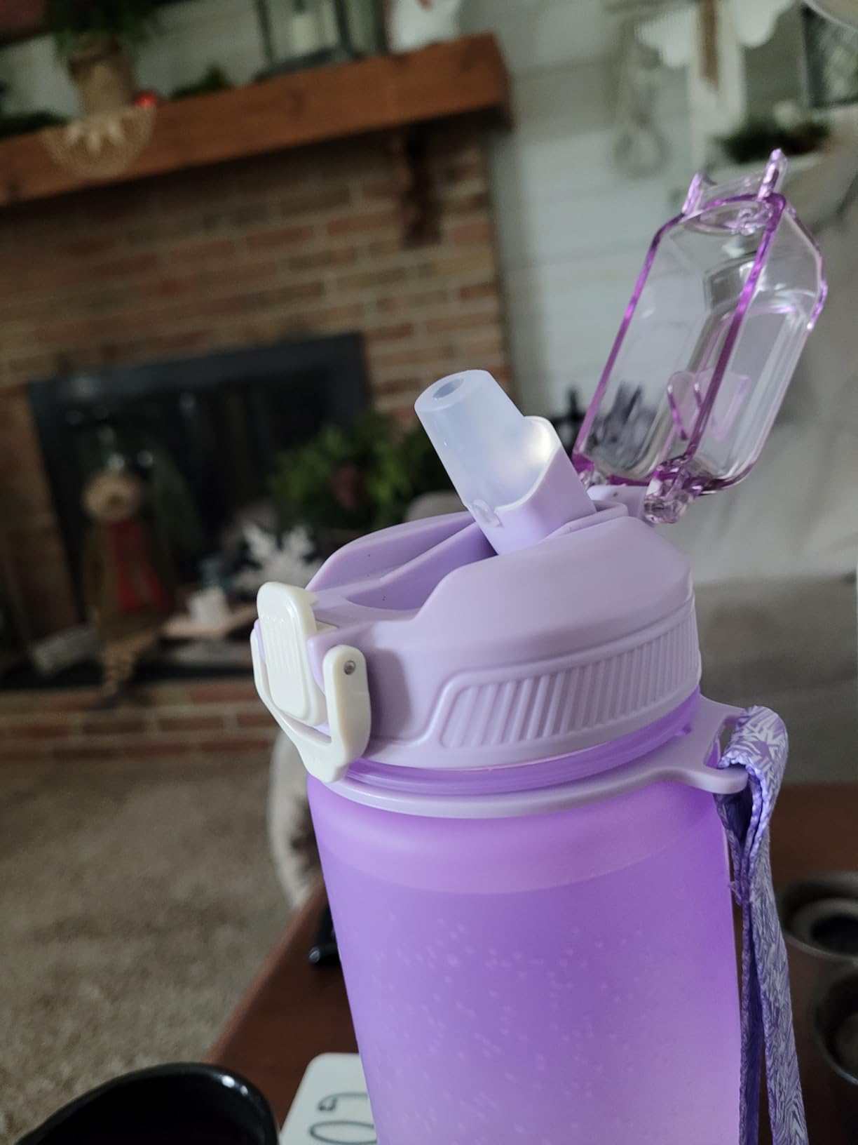 YC Kitchen 32oz Motivational Water Bottle with Straw & Carrying Strap | Leak-proof BPA Free Sports Water Bottles with Time Marker, with Times to Drink, Fitness, Gym, and Outdoor Sports customer photo 1