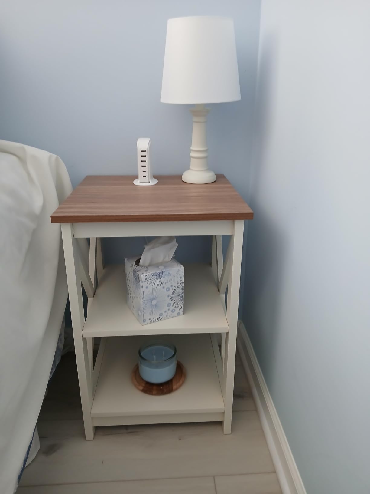 PHI VILLA End Table Living Room Set of 2, Farmhouse Bed Side Table Nightstands for Bedroom, Ivory White Small Side Table customer photo 2