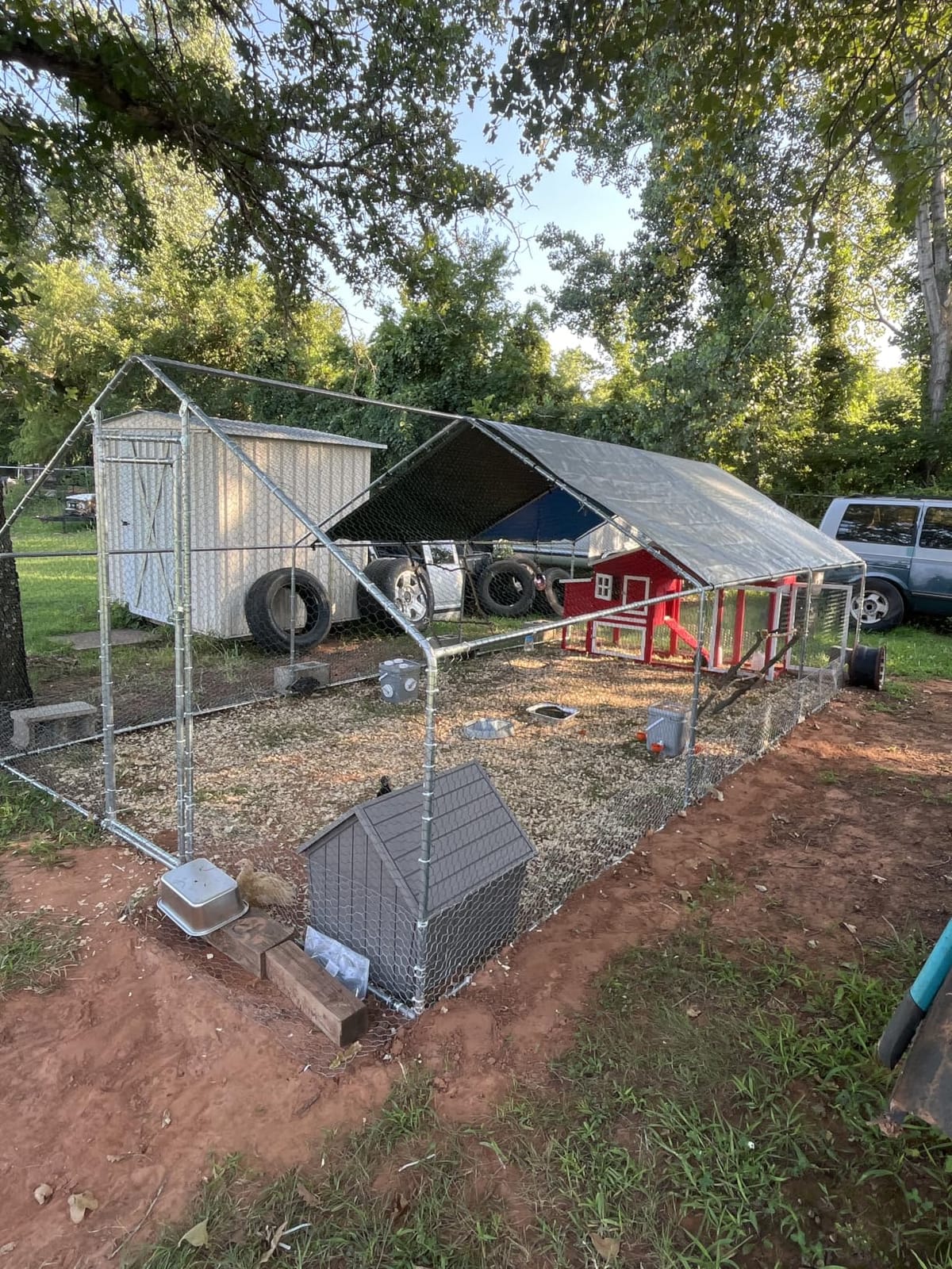 HITTITE Large Metal Chicken Coop with Run, 19.19 x 9.84 x 6.56 ft Walk in Poultry Cage Chicken Run Pen, Outdoor Chicken Runs for Yard with Waterproof & Anti-UV Cover customer photo 1