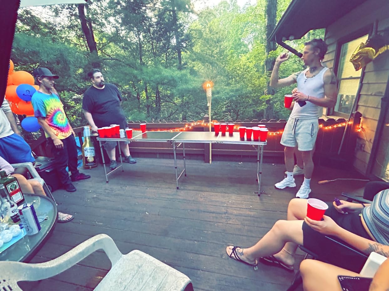 8-Foot Regulation Length Folding Table w/Optional Cup Holes, LED Lights, Custom Graphic (Choose Your Model) customer photo 1