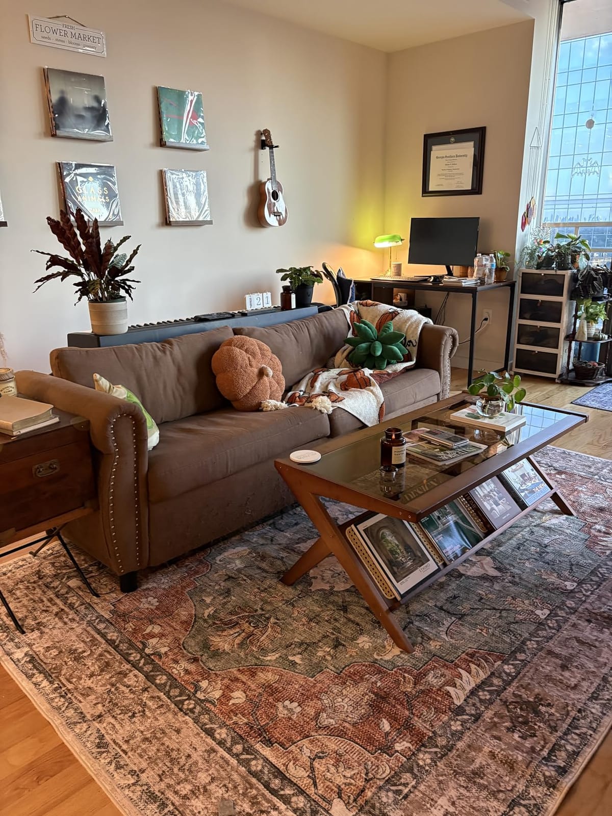 Bamworld Rattan Coffee Table with Glass Top Mid-Century Modern Center Table | with Storage for Living Room Table Brown customer photo 1