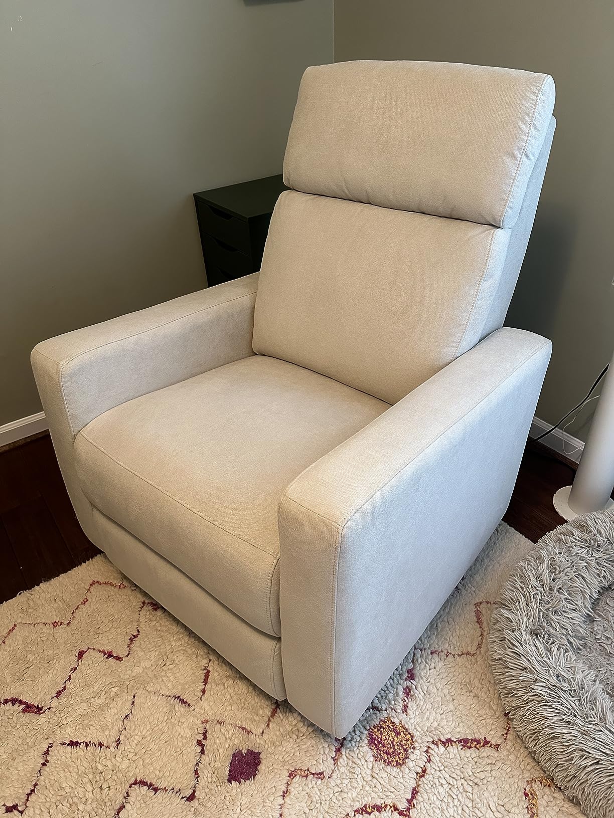 Nurture& The Manual Glider Premium Modern Recliner Nursery Glider Chair with Spill, Stain Proof Fabric - Designed with a Thoughtful Combination of Function and Comfort - Water Repellant (Gray) customer photo 1