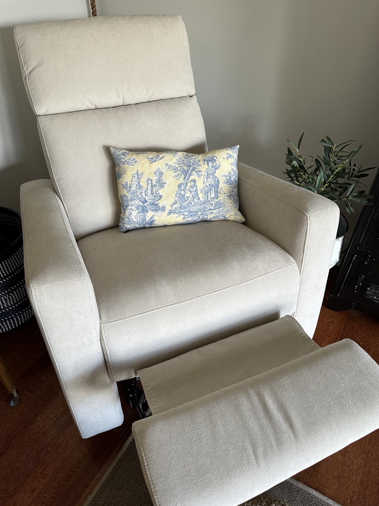 Nurture& The Manual Glider Premium Modern Recliner Nursery Glider Chair with Spill, Stain Proof Fabric - Designed with a Thoughtful Combination of Function and Comfort - Water Repellant (Gray) customer photo 2