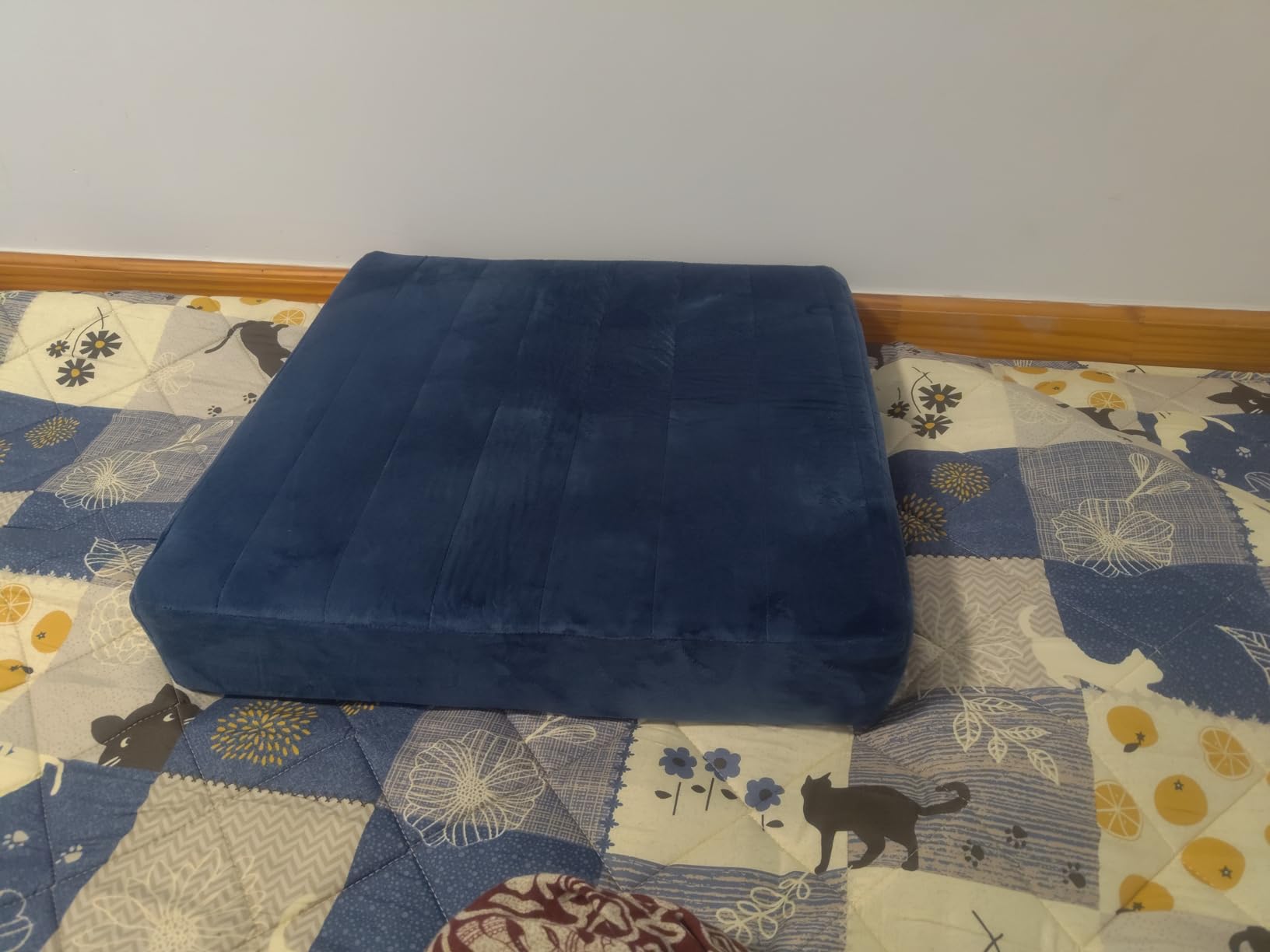 MeMoreCool 24 Inch Square Floor Pillow for Adults, Turquoise Foam Cushion | Turquoise washable tufted floor cushion, thick foam seat for yoga, lake house, balcony sitting customer photo 1
