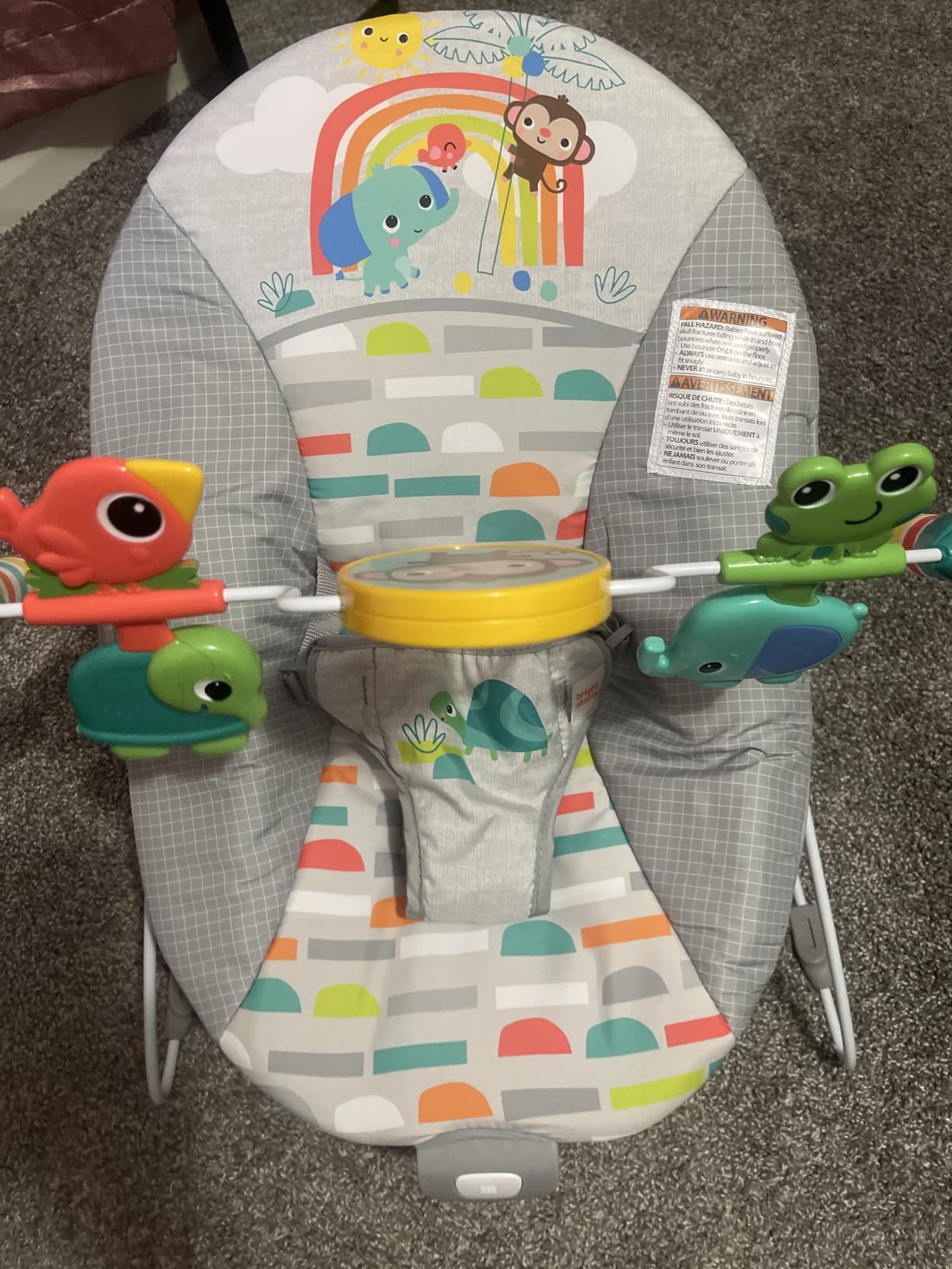 Bright Starts Playful Paradise Comfy Baby Bouncer Seat with Soothing Vibration and Toys, Unisex, 0-6 Months customer photo 1