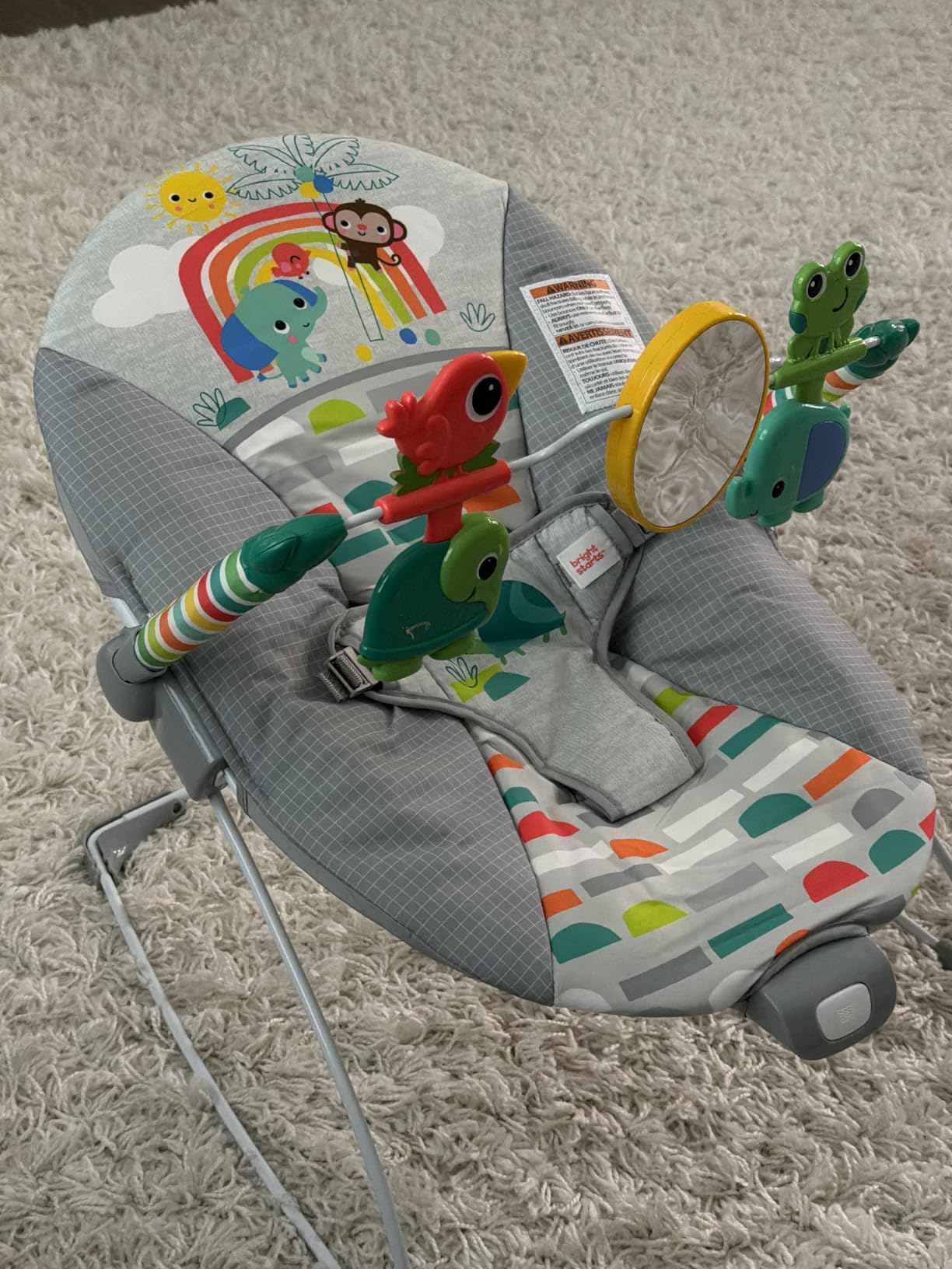 Bright Starts Playful Paradise Comfy Baby Bouncer Seat with Soothing Vibration and Toys, Unisex, 0-6 Months customer photo 2