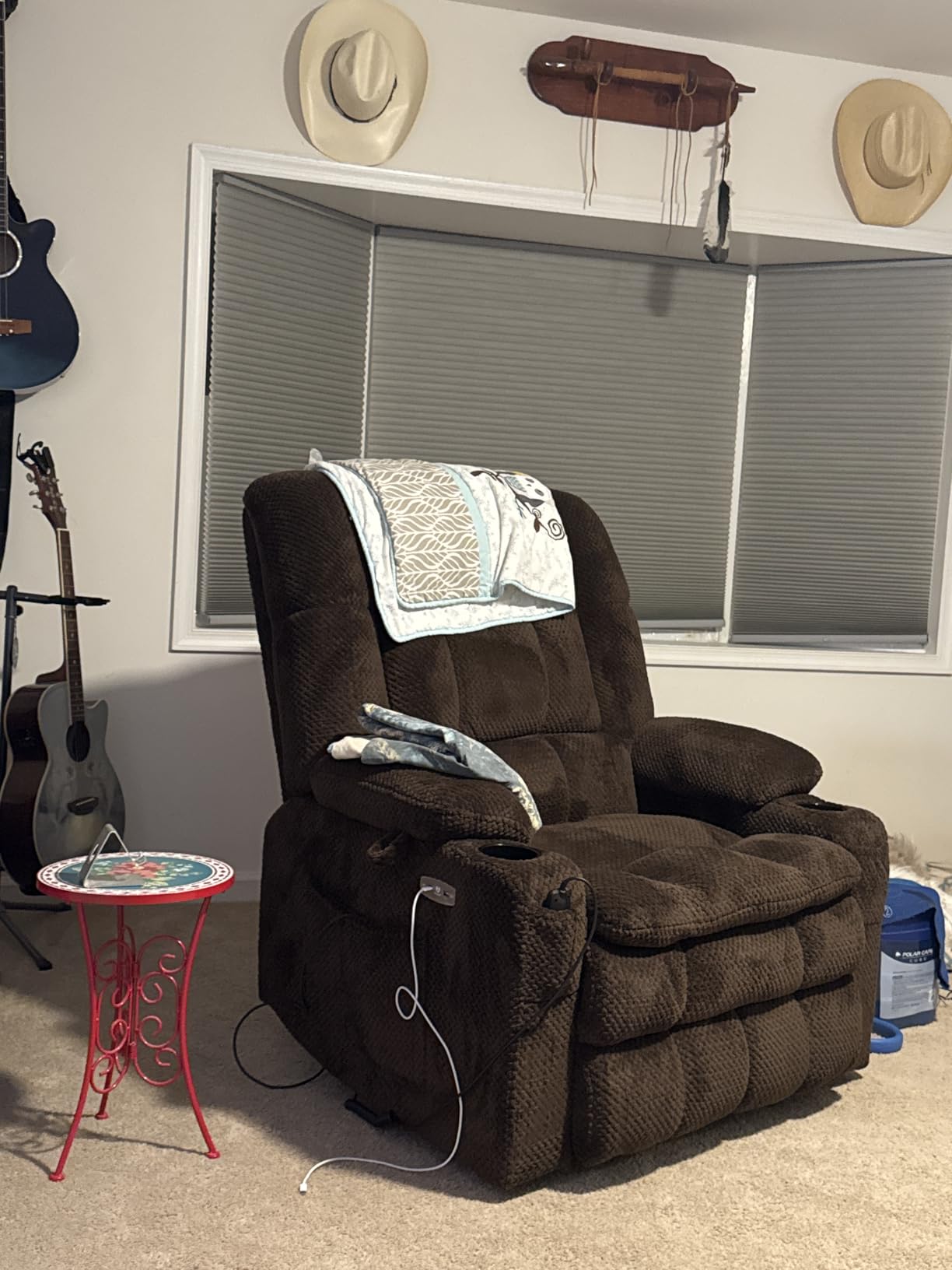 MCombo Dual Motor Power Lift Recliner Chair with Massage and Heat for Elderly People, Infinite Position, USB Ports, Cup Holders, Fabric 7890 (Medium, Dark Gray) customer photo 2