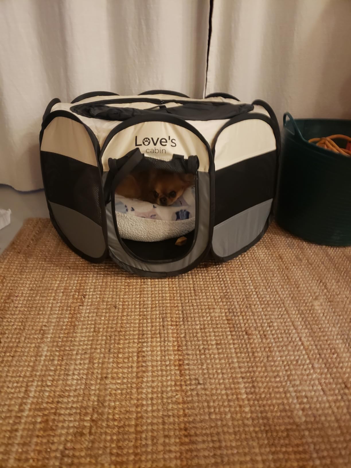 Love's cabin Pet Puppy Dog Playpen, Small Dog Tent Crates Cage Indoor/Outdoor, Portable Playpen for Cat, Foldable Pop Up Dog Kennel Playpen with Carrying Case, Removable Zipper Top, Grey customer photo 1