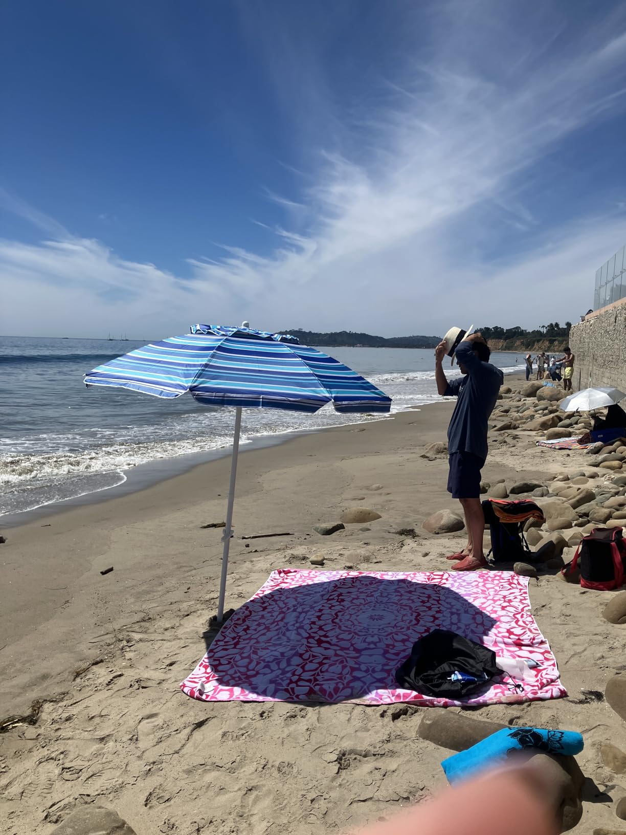 Aoxun 6.5ft Beach Umbrella with Tilt Pole, Portable Sand Anchor and Carry Bag, UPF 50+ Sun Shelter Air Vents Design for Outdoor Activities customer photo 1
