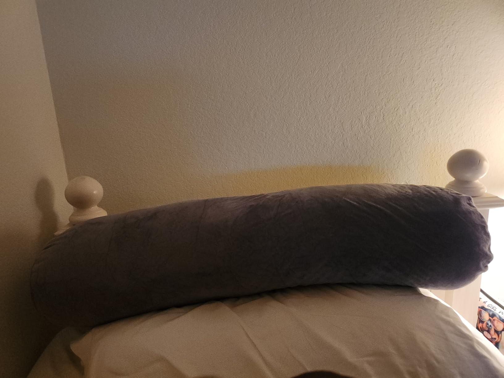 1 MIDDLE ONE Body Pillow for Adults, Bolster Pillow with Removable Velvet Cover, Long Round Cervical Roll Pillow, 47 x 7.87 Inches, Grey customer photo 1