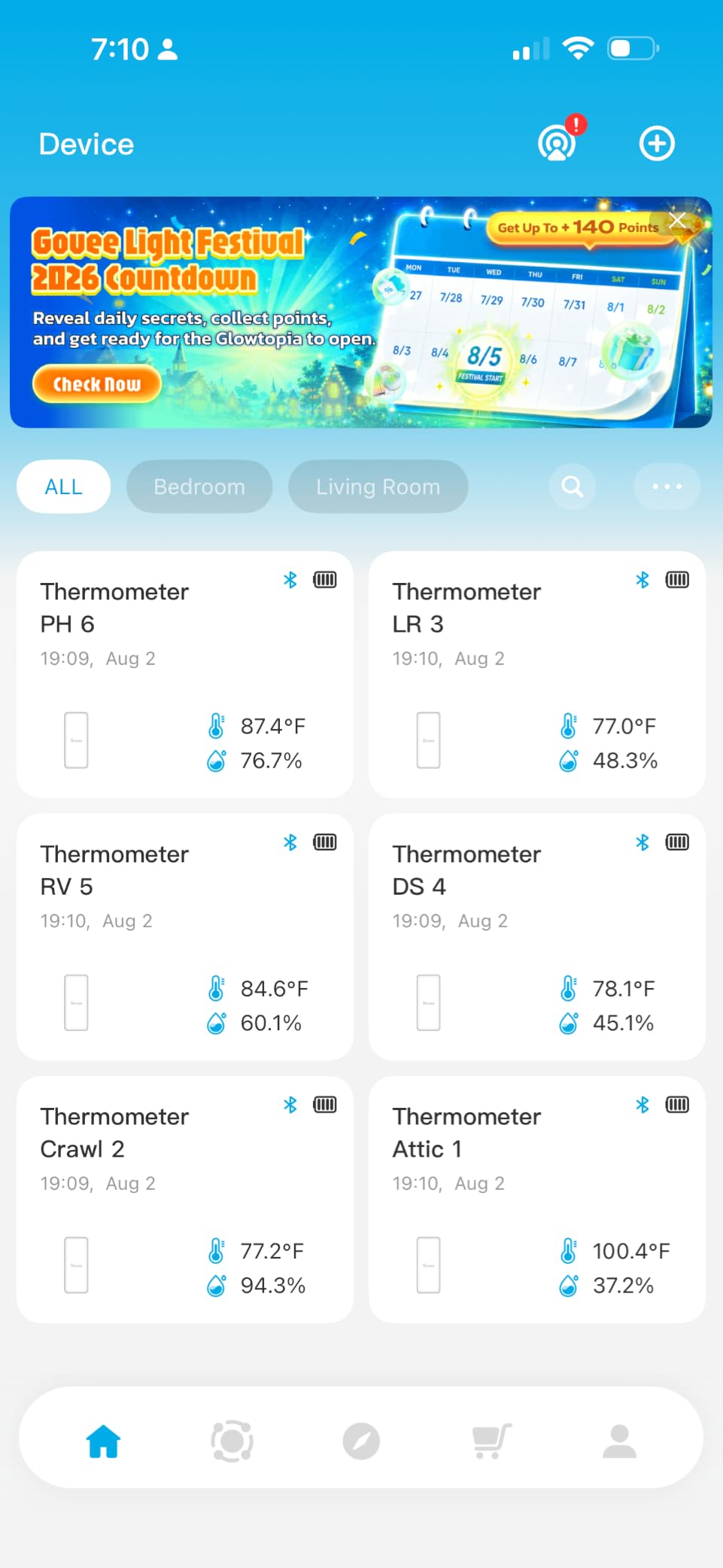 Govee Hygrometer Thermometer 6 Pack, Mini Humidity Sensor with Gateway | Indoor wireless smart temperature humidity monitor with APP alert, export 2-yr data, remote control for home/greenhouse customer photo 1