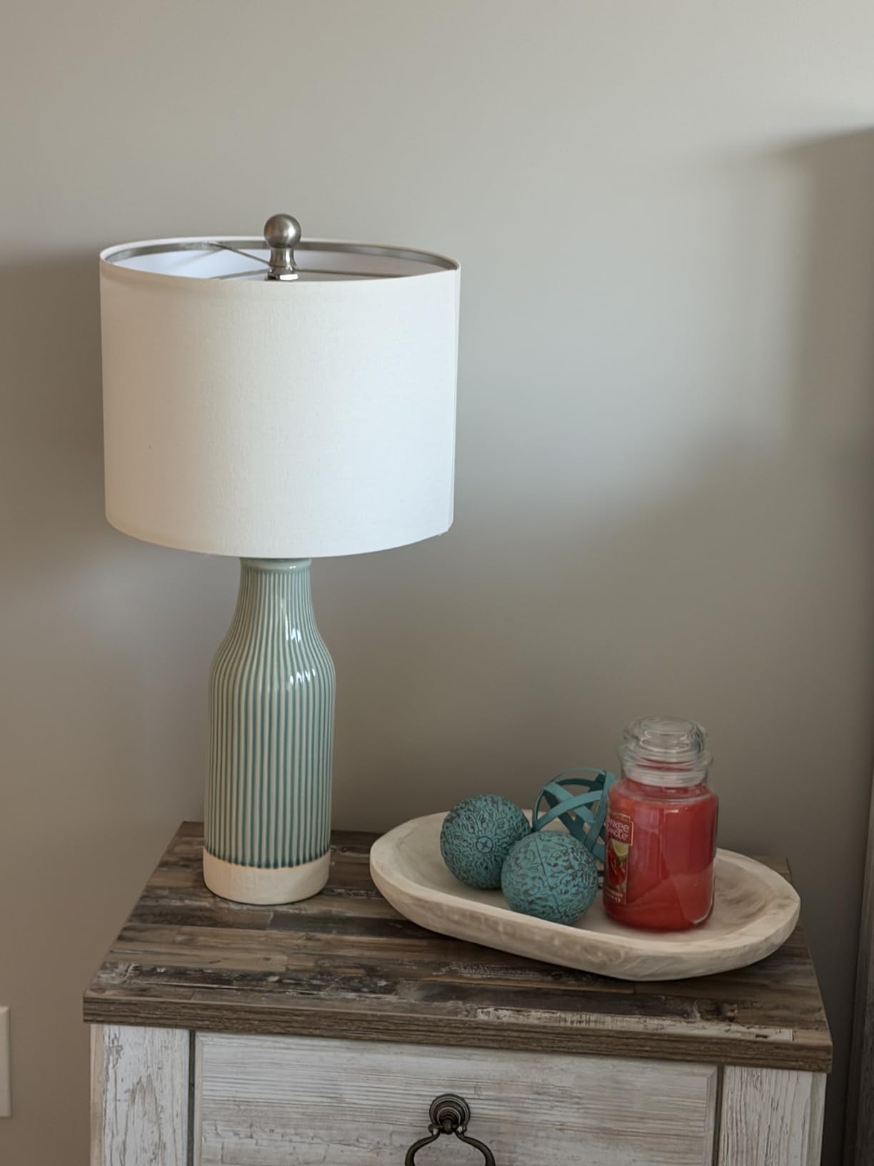 USumkky 23.75 inches Modern Ceramic Table Lamp Set of 2 for Living Room, Farmhouse Bedside Nightstand Lamp for Bedroom Home Office Dorm customer photo 2