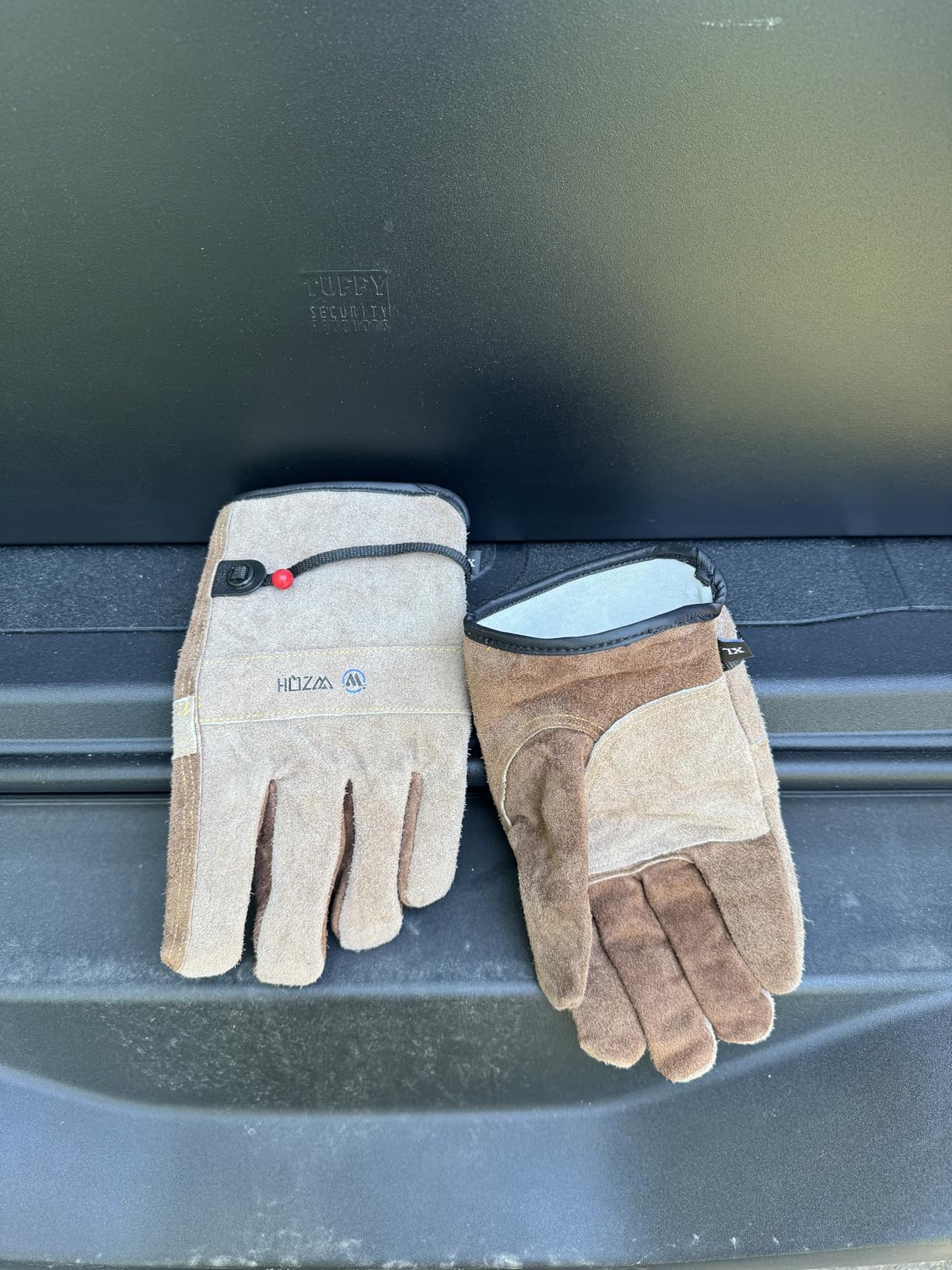 WZQH Leather Work Gloves for Men or Women. Gardening, Welding, Coffee-grey L | Cowhide, Soft Lining, Utility, Firm Grip, Durable. Large customer photo 1