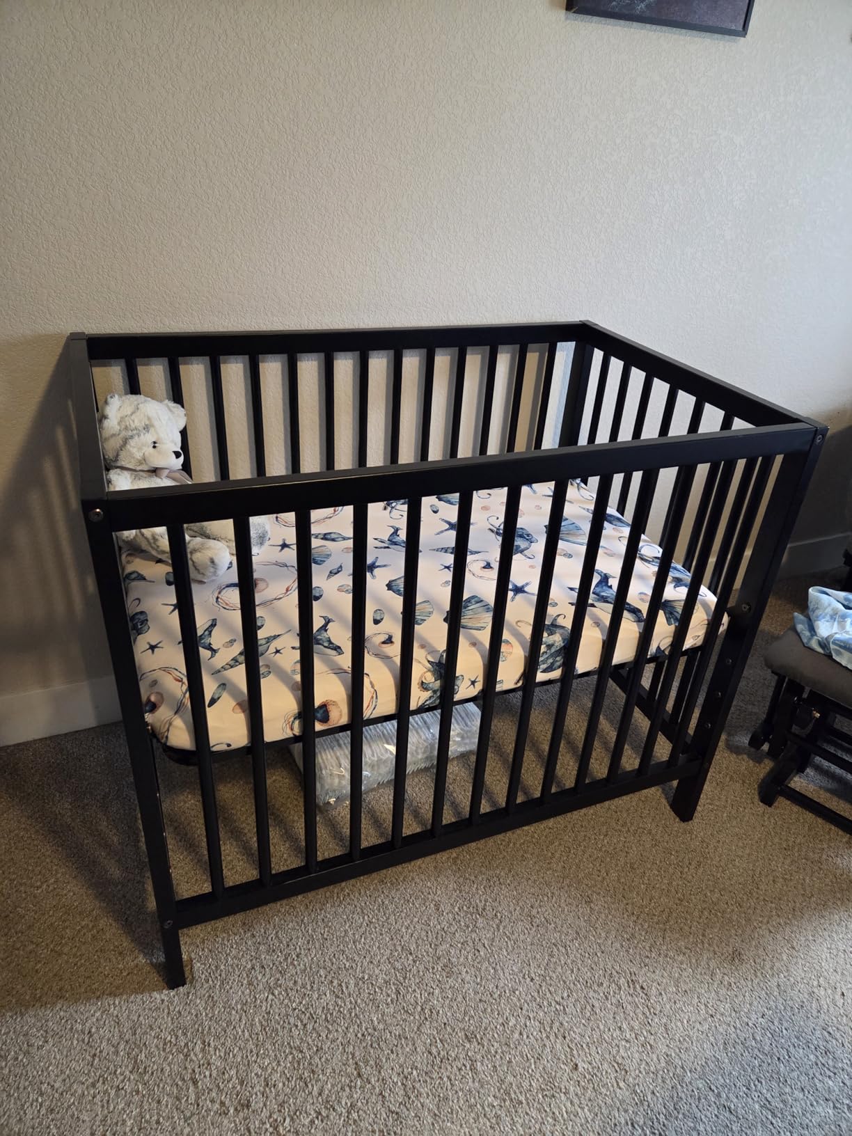 Graco Teddi 4-in-1 Convertible Mini Crib with Bonus Water-Resistant Mattress, Driftwood | GREENGUARD Gold Certified, Small Spaces Crib customer photo 1