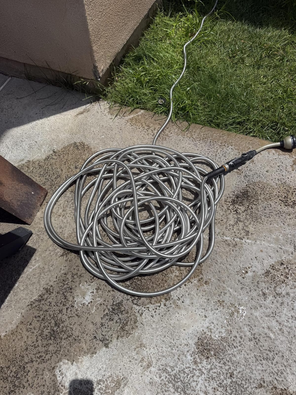 Unywarse Garden Hose 50FT Metal Water Hose with 10 Function Nozzle No-Kink | Flexible, Leak-proof, Heavy Duty, Lightweight, Pet Proof, Puncture Proof Stainless Steel Hose for Yard, Outdoor customer photo 1