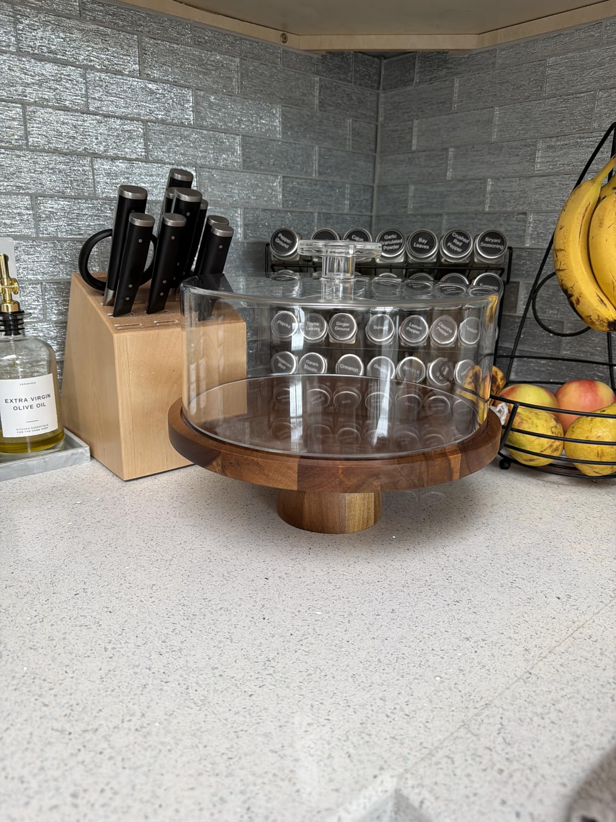 HOMESPHERE Acacia Wood Cake Stand with Lid, 2-in-1 Charcuterie Board, 17x13 | Rectangular Pastry Display Case & Charcuterie Board with Acrylic Dome Cover customer photo 2